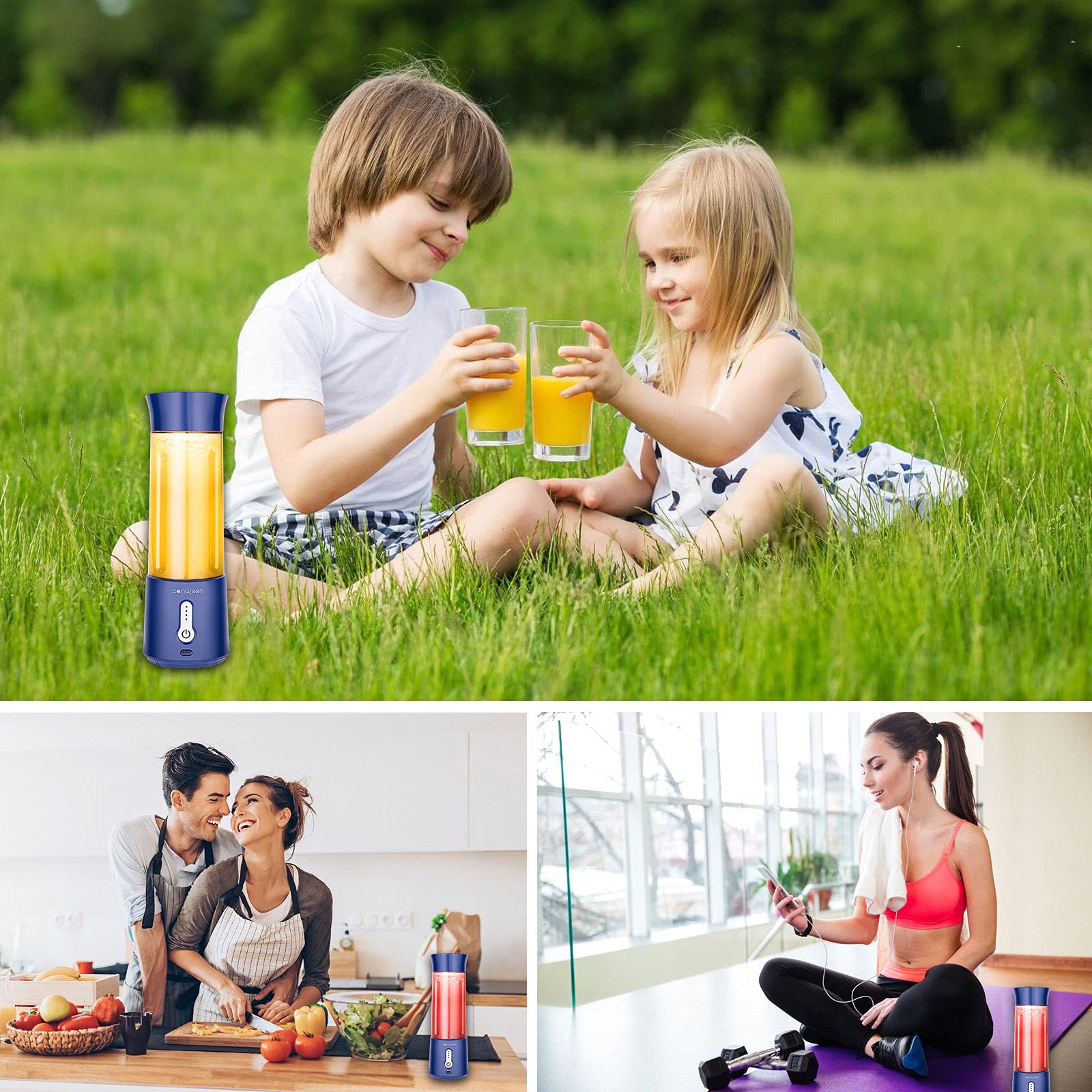 Portable Blender 17Oz - USB Rechargeable Personal Blender for Smoothies, Shakes & Protein Drinks | 4000mAh Battery & 6 Stainless Steel Blades | Compact Handheld Blender for Gym, Travel, Camping & Outdoor Activities | Perfect for Post-Workout, Hiking & Healthy On-the-Go Lifestyle