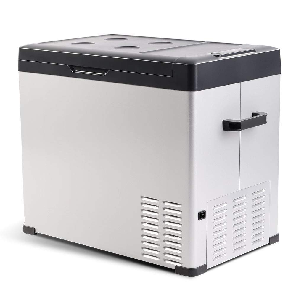 54 Quart RV Refrigerator/Freezer - Portable 12V/24V DC & 90-250V AC Compressor Cooler for Cars, Trucks, RVs, Boats & Home Use - Cools to -4°F (-20°C) - Perfect for Road Trips, Camping & Outdoor Adventures