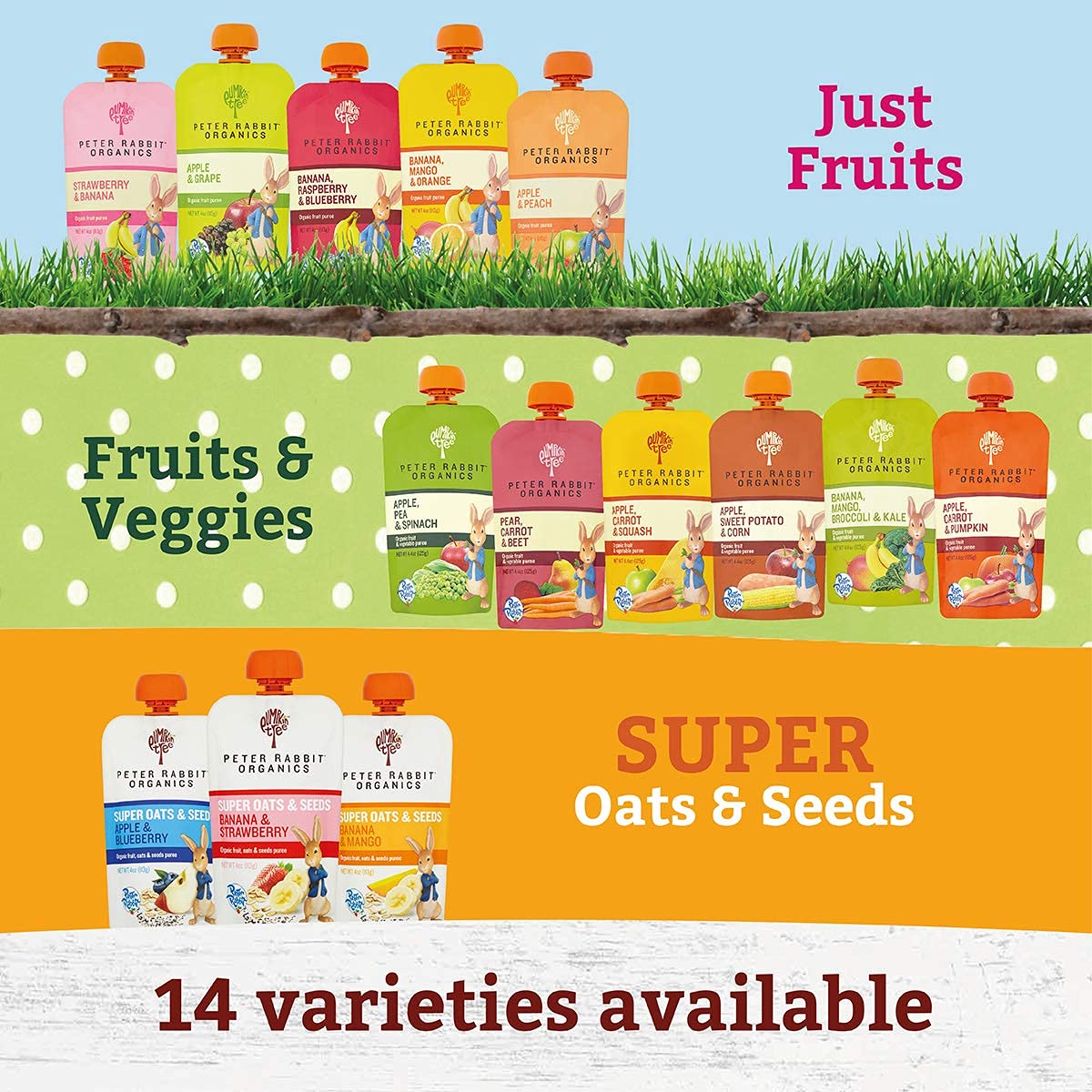 Organic Peter Rabbit Puree - Apple Grape Baby Food, 4 oz Pouch | Healthy Snack for Toddlers & On-the-Go Feeding