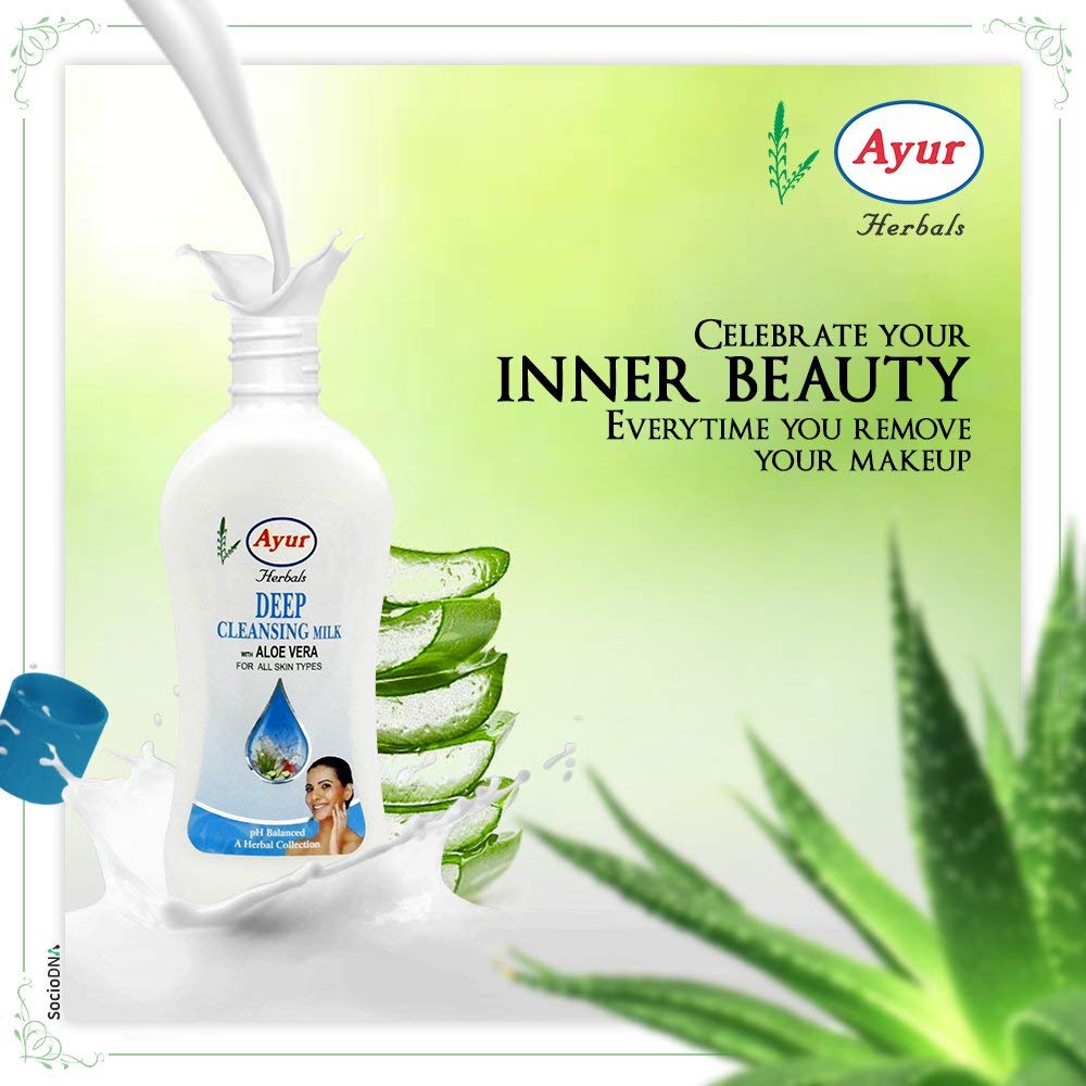 Ayur Deep Pore Cleansing Milk 200ml (Pack of 2) - Natural Ayurvedic Face Wash for Oily & Acne-Prone Skin - Gentle Daily Cleanser with Herbal Extracts - Perfect for Morning & Night Skincare Routine