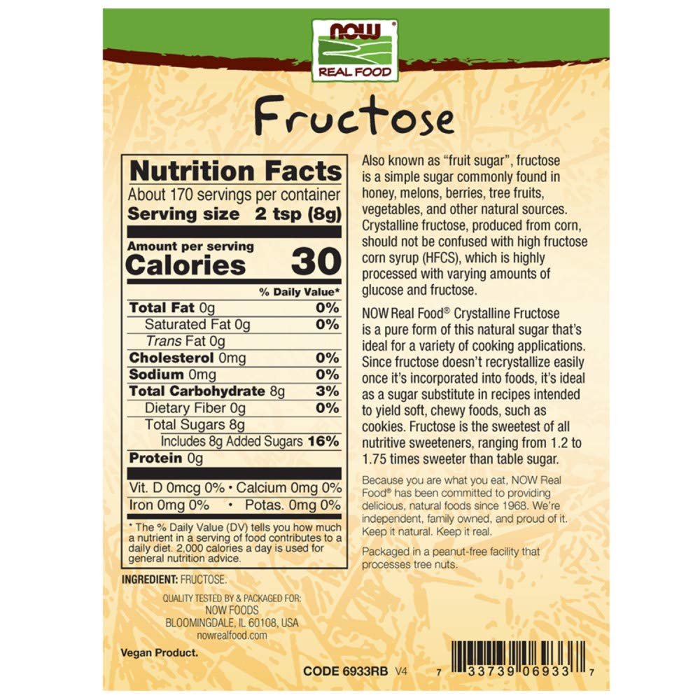Now Foods Pure Fructose Fruit Sugar, 3 LB (Pack of 2) - Natural Sweetener for Baking, Beverages & Healthy Cooking | Keto & Diabetic Friendly Sugar Substitute