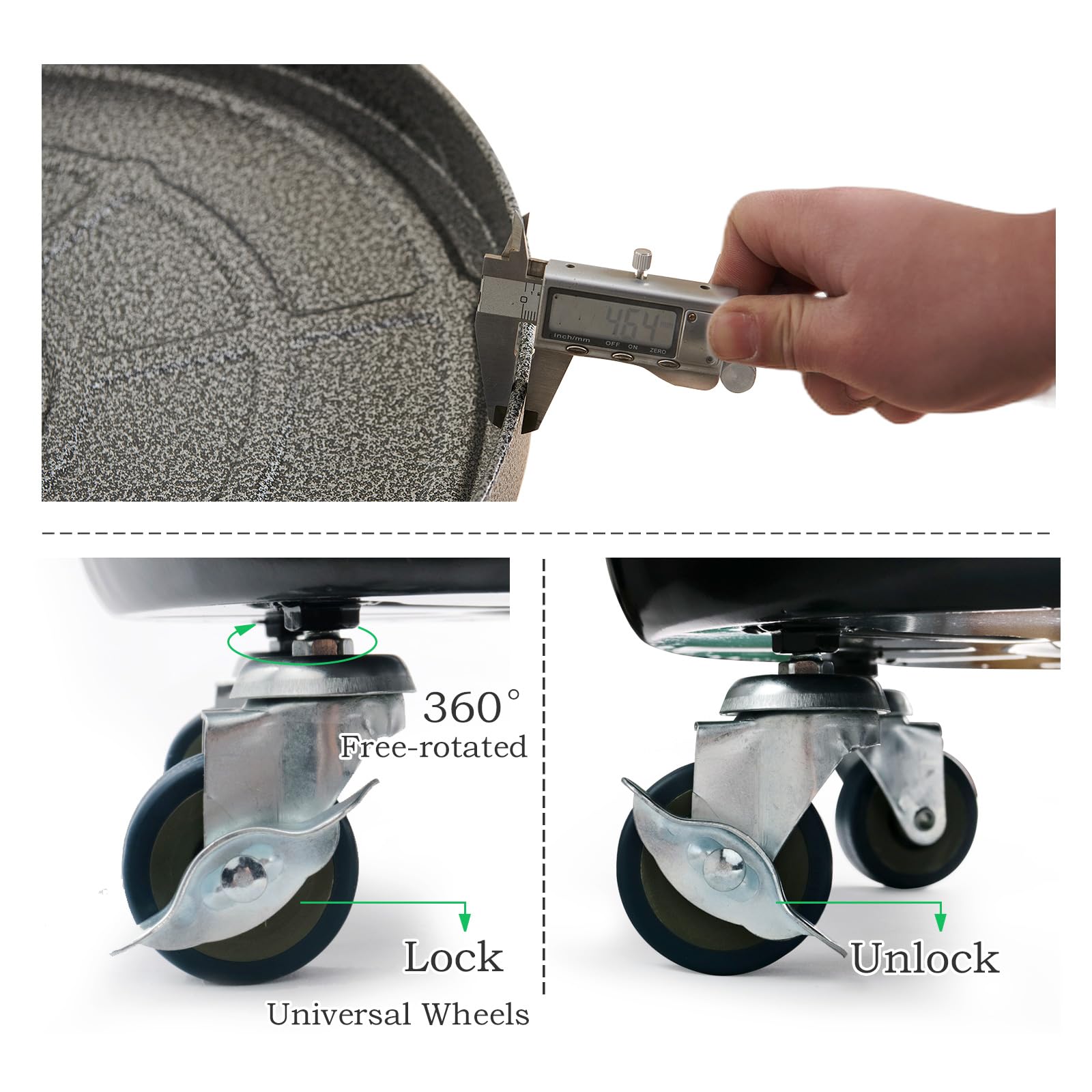 Choclaif 2-Pack Heavy Duty Plant Caddy with Wheels - Silver Round Pot Trolley for Indoor & Outdoor Plants up to 12 Inches - Perfect for Moving Potted Plants on Decks, Patios & Gardens
