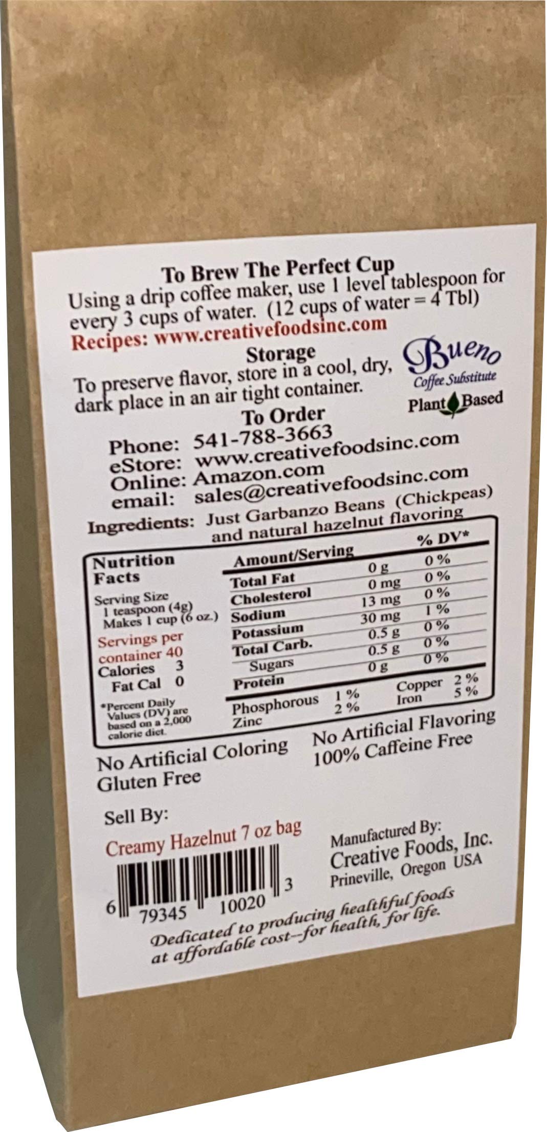 Best Creamy Hazelnut Coffee Substitute - 6.5oz Bag | Dairy-Free & Vegan | Perfect for Morning Brew, Baking & Gifts