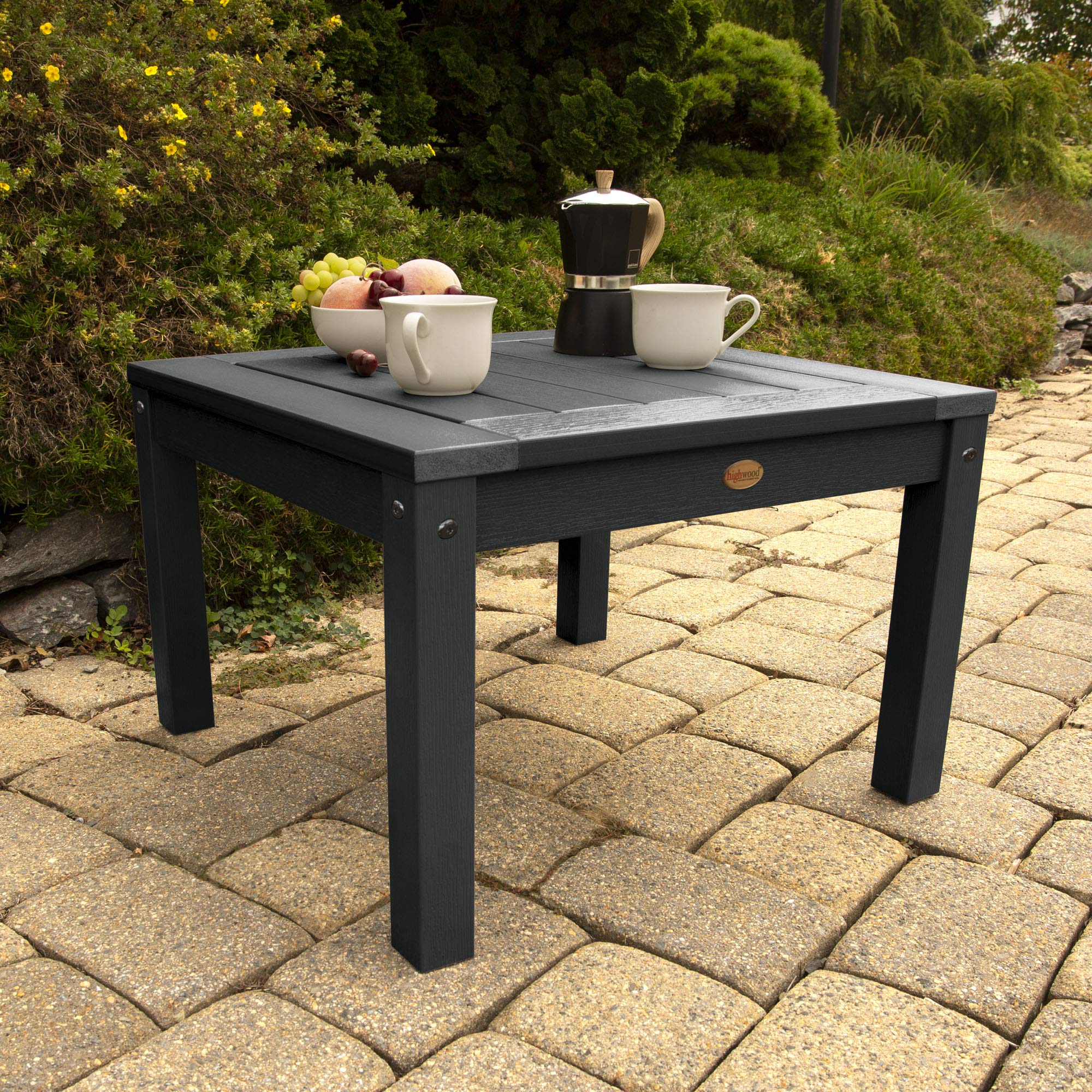 Highwood AD-DSST1-BKE Black Adirondack Side Table - Outdoor Patio Furniture for Deck, Garden & Poolside Relaxation
