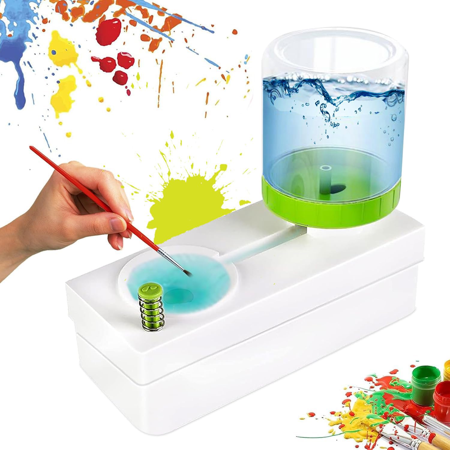 2023 Premium Paint Brush Cleaner & Rinser with Drain - Professional Painting Supplies for Acrylic, Oil & Watercolor - Artist Brush Cleaning Tool & Paint Water Dispenser - Perfect for Studio, Classroom & DIY Projects