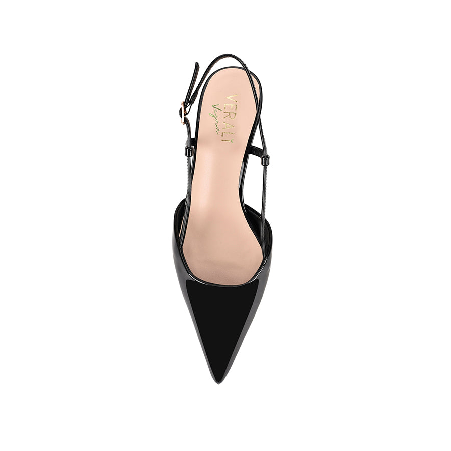 Lucas Slingback Kitten Heels - Black Patent Leather Women's Shoes for Work, Office & Special Occasions