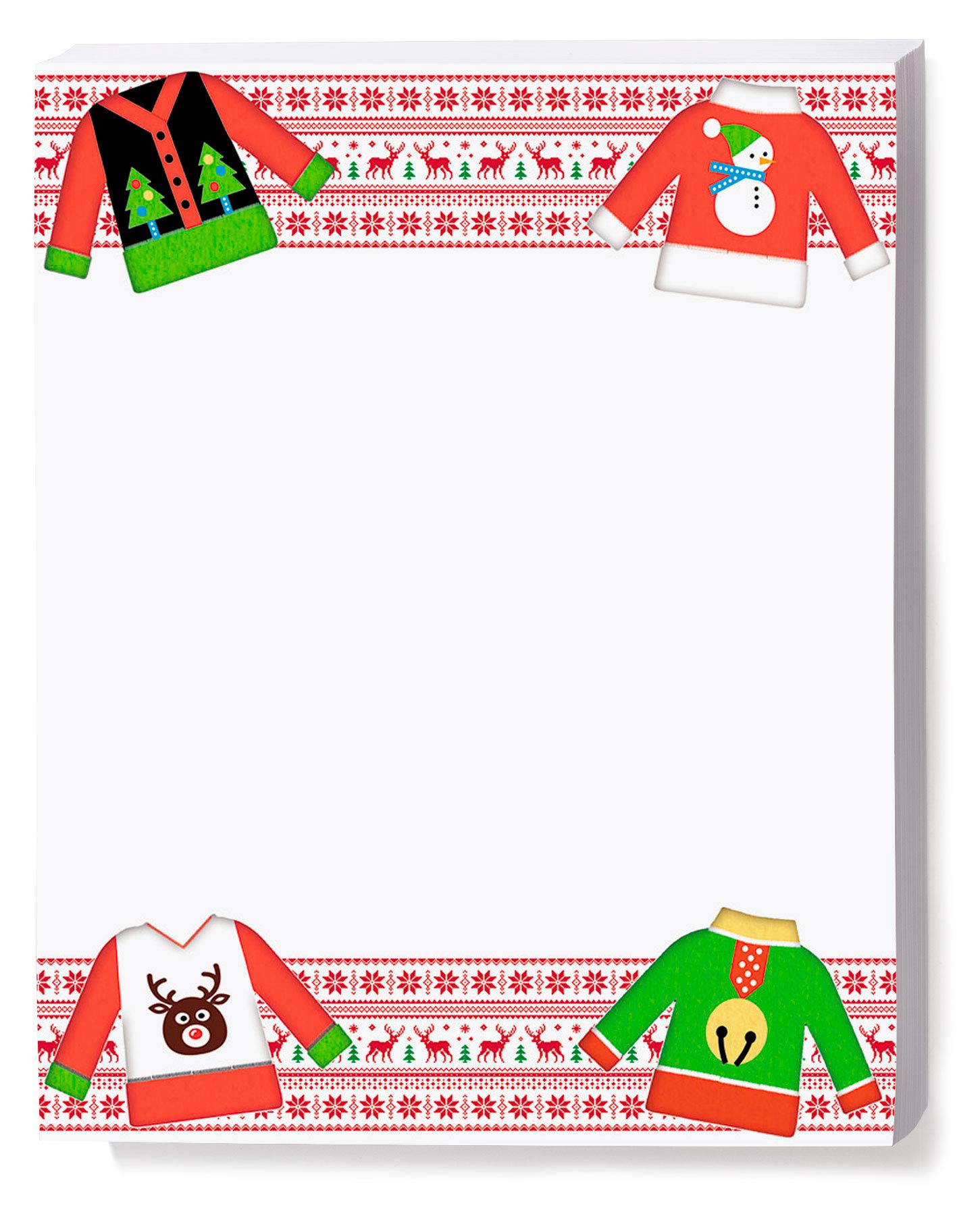 Ugly Christmas Sweater Themed Stationery - 100 Sheets Premium Holiday Border Paper & Letterhead (8.5 x 11) for Winter Cards, Festive Letter Writing & Decorative Printer Use