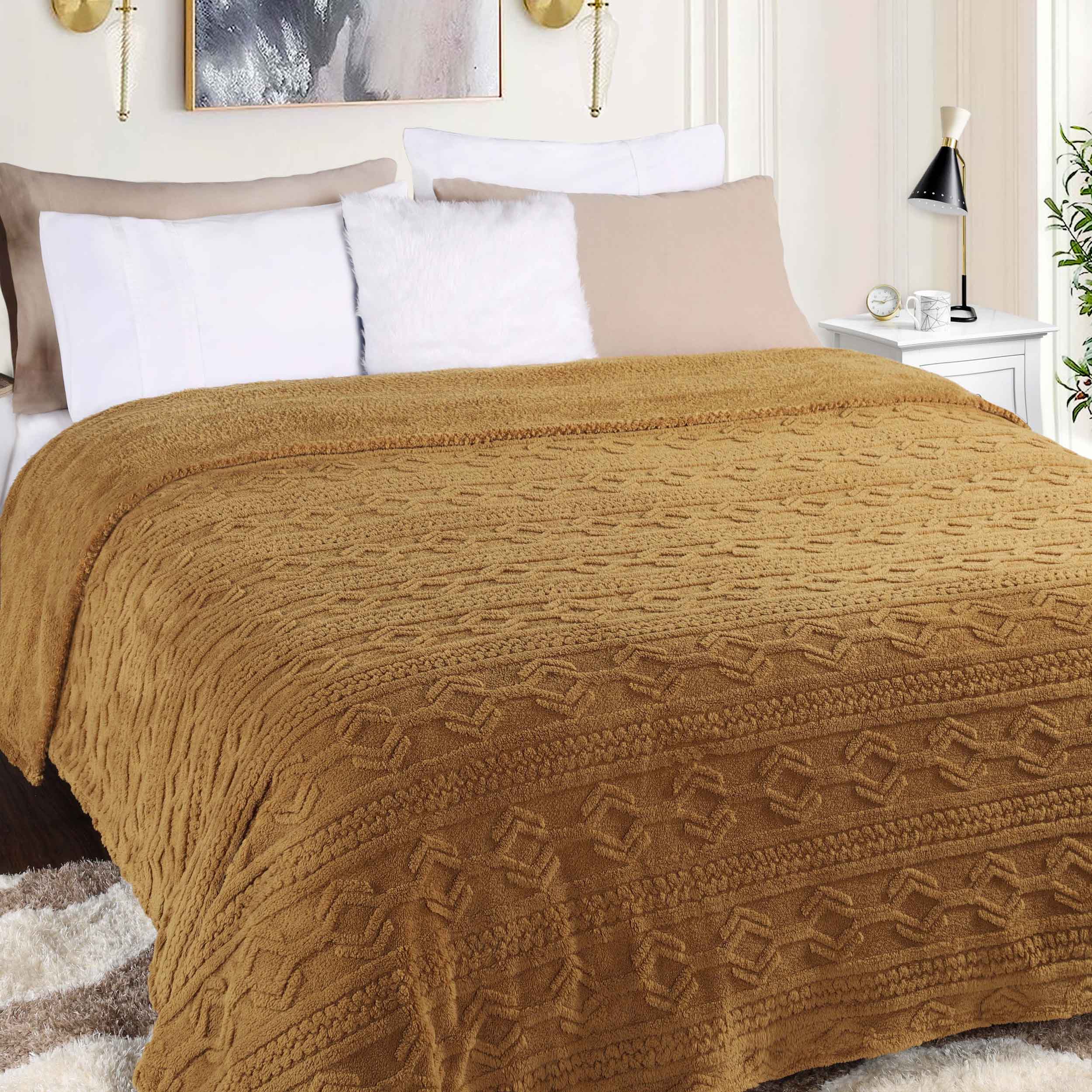 Arctic Boho Jacquard Plush Fleece Blanket - Ultra Soft & Warm Winter Throw for Couch, Bed, Sofa - Perfect for Cozy Nights, Camping & Home Decor