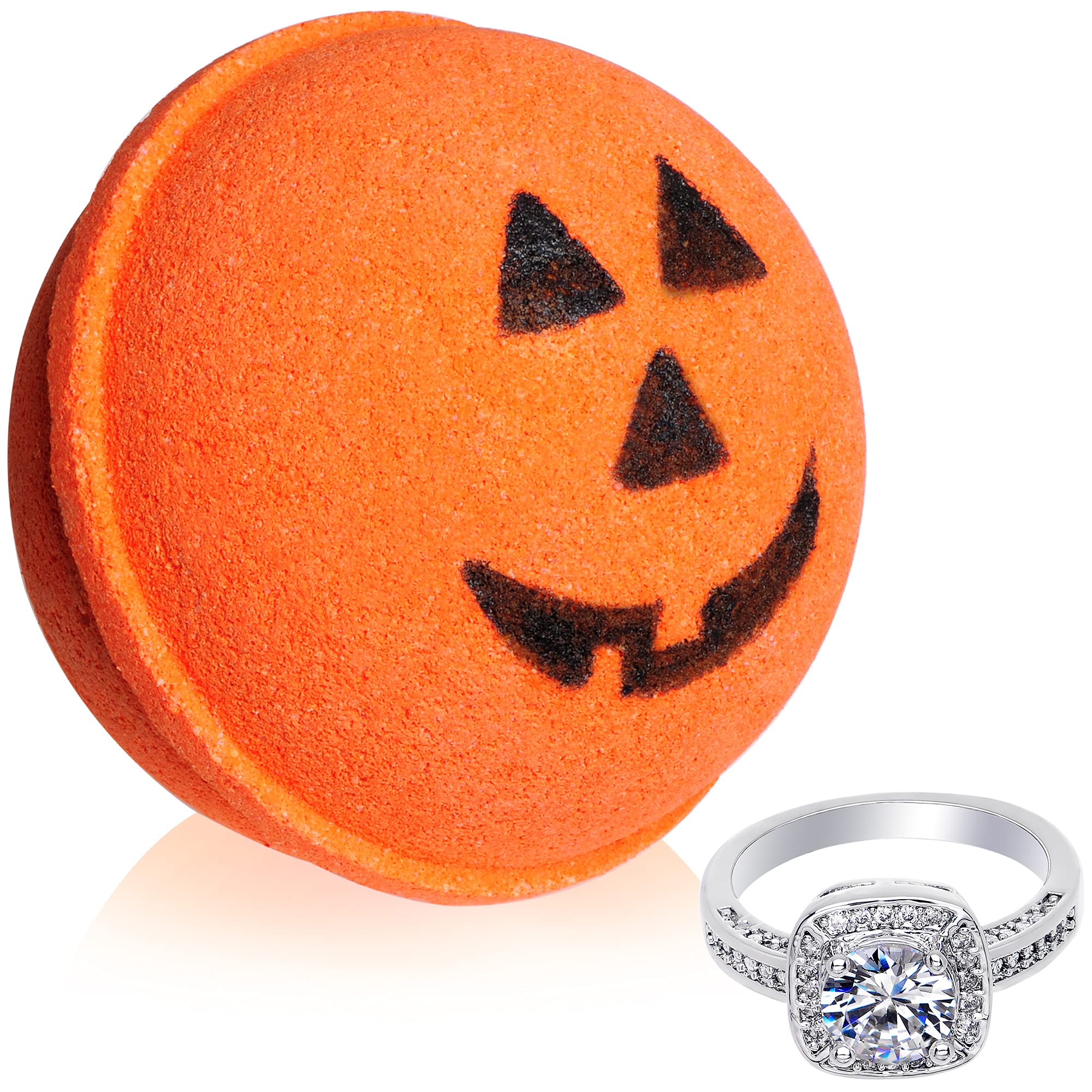 Jackpot Candles Bath Bomb with Size 6 Ring Inside - Extra Large 10oz Halloween Jack O'Lantern Scented Bath Soak - Made in USA - Perfect for Relaxing Baths, Spa Nights & Gift Giving