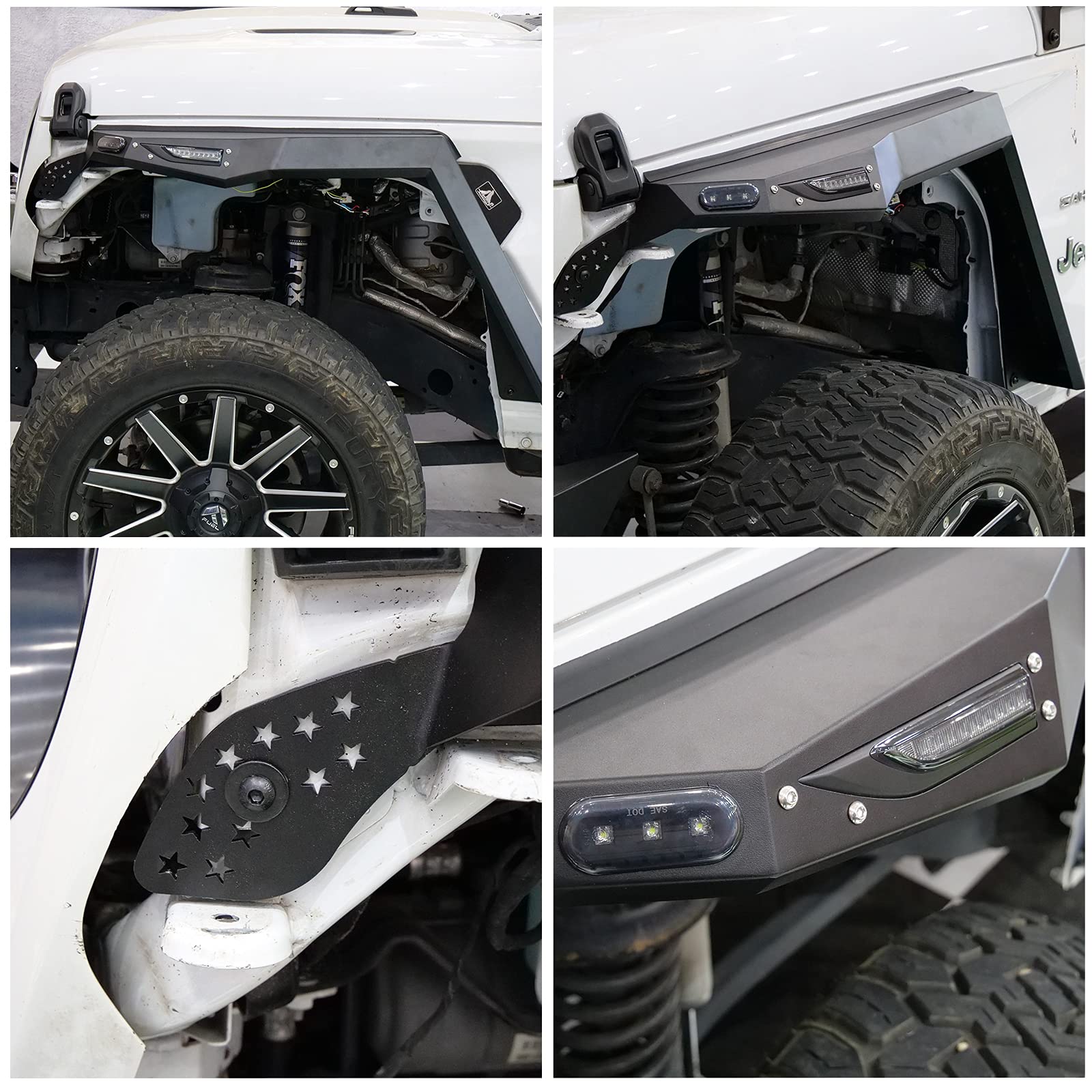 NIXON OFFROAD Front Fender Flares for 2018-2021 Jeep Wrangler JL with LED Turn Signals | Durable Off-Road Protection for Adventure & Trail Riding