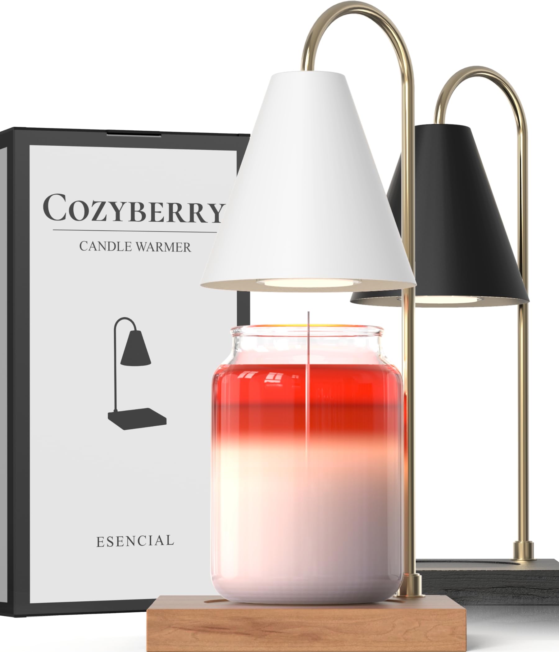CozyBerry® Dimmable Candle Warmer Lamp with Timer - Yankee Candle Large Jar Compatible Melter for Scented Candles & Wax Melts - Perfect for Home, Office, Bedroom & Relaxation (Wood White)