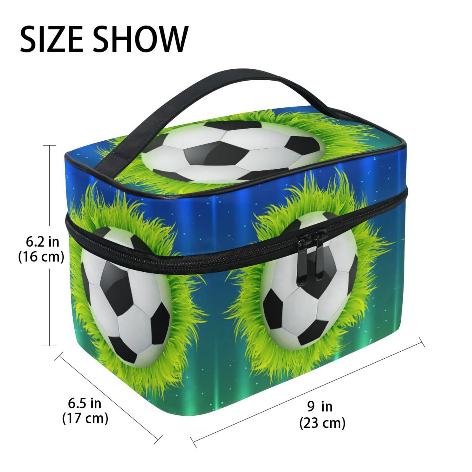 Green Football Themed Cosmetic Bag - Waterproof Zippered Makeup Pouch & Toiletry Organizer for Women & Girls | Perfect for Travel, Gym, Sports & Daily Essentials