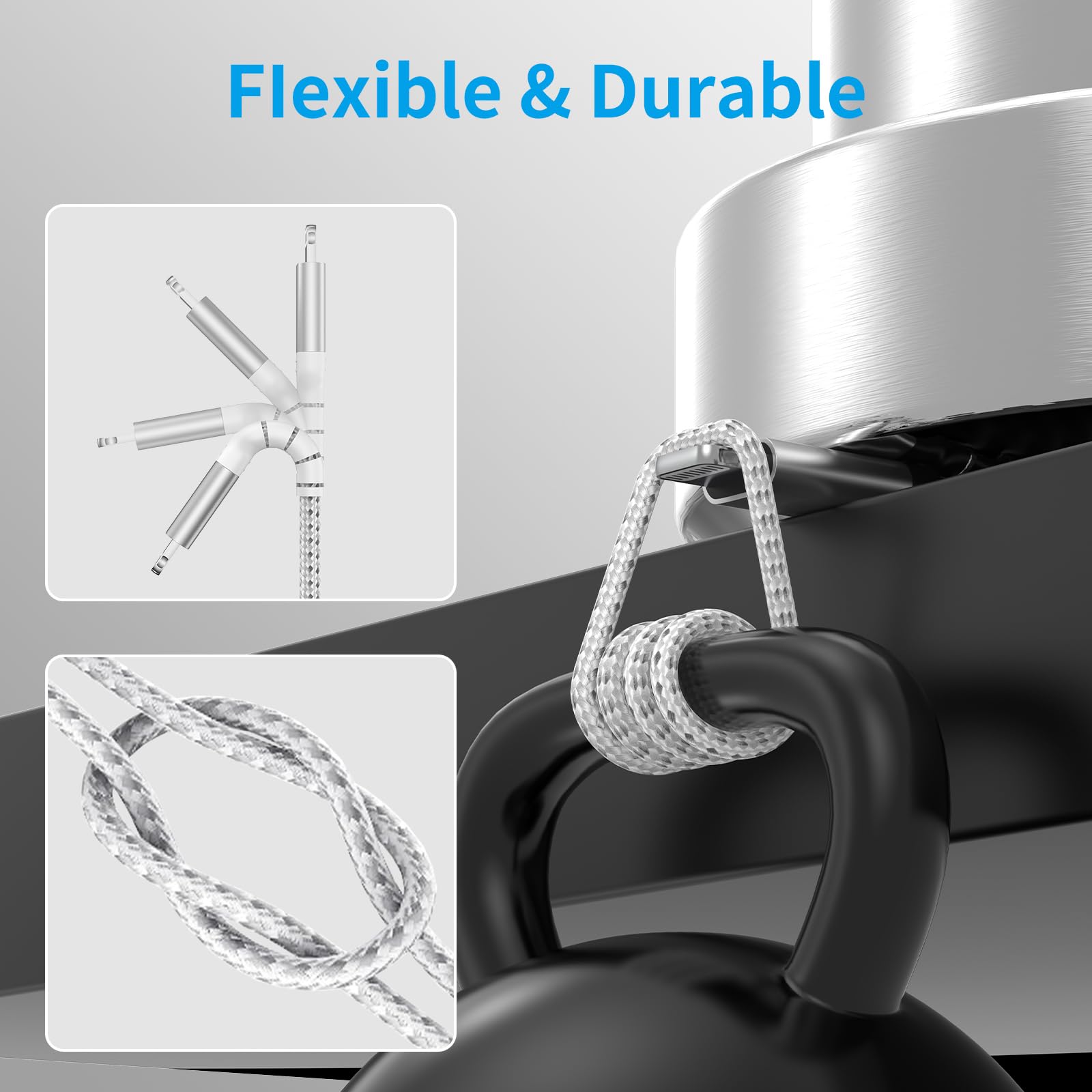 6.6ft USB C to Lightning Cable Fast Charging Braided - 2 Pack (1M+2M) PD Power Delivery Charger Compatible with iPhone 14/13/12/11 Pro Max/XS/8/7 Plus/SE - Perfect for Home, Office & Travel Charging