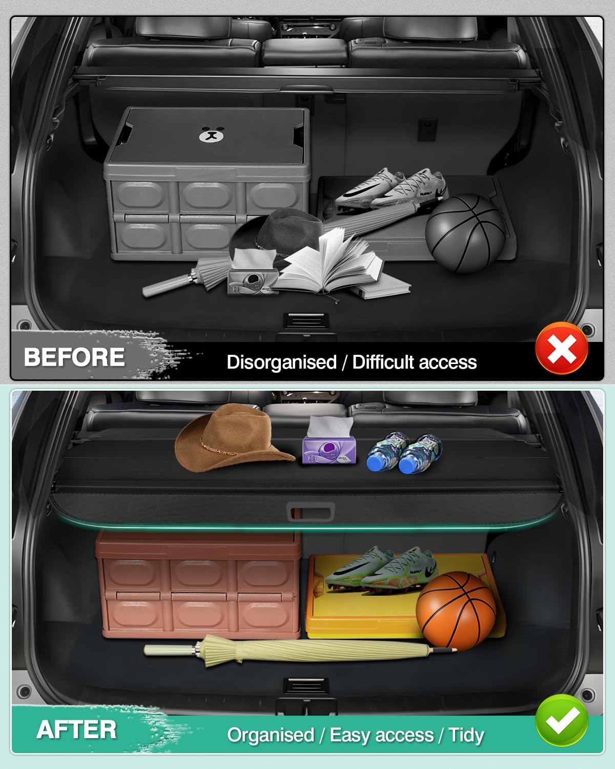Powerty Retractable Cargo Cover for 2010-2015 Lexus RX270 RX350 RX450H - Trunk Shade Protector, No Gap Luggage Cover - Perfect for Road Trips, Grocery Hauling & Pet Transport