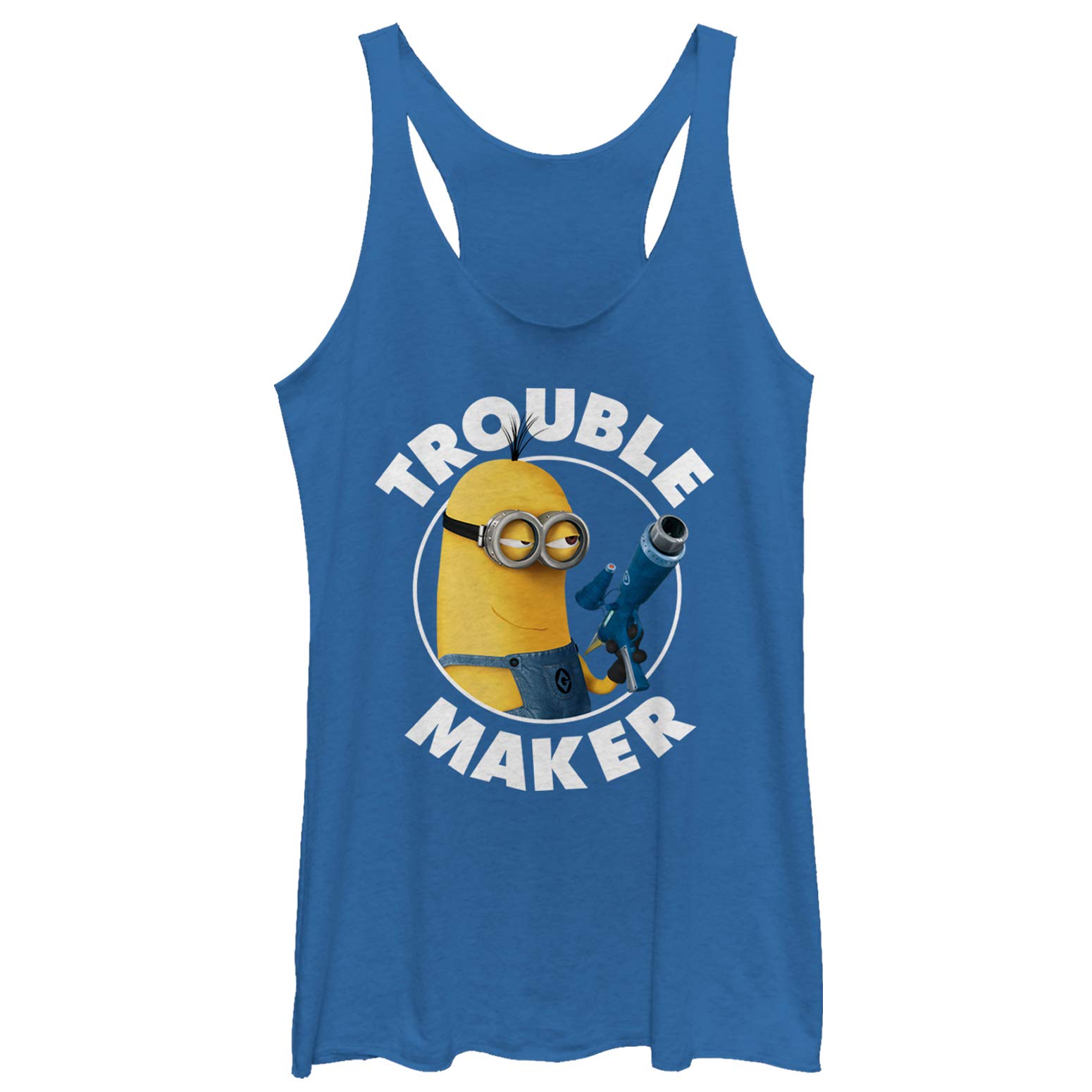 Despicable Me Trouble Maker Women's Racerback Tank Top - Fun Graphic Tee for Minions Fans - Perfect for Cosplay, Summer Outfits & Casual Wear