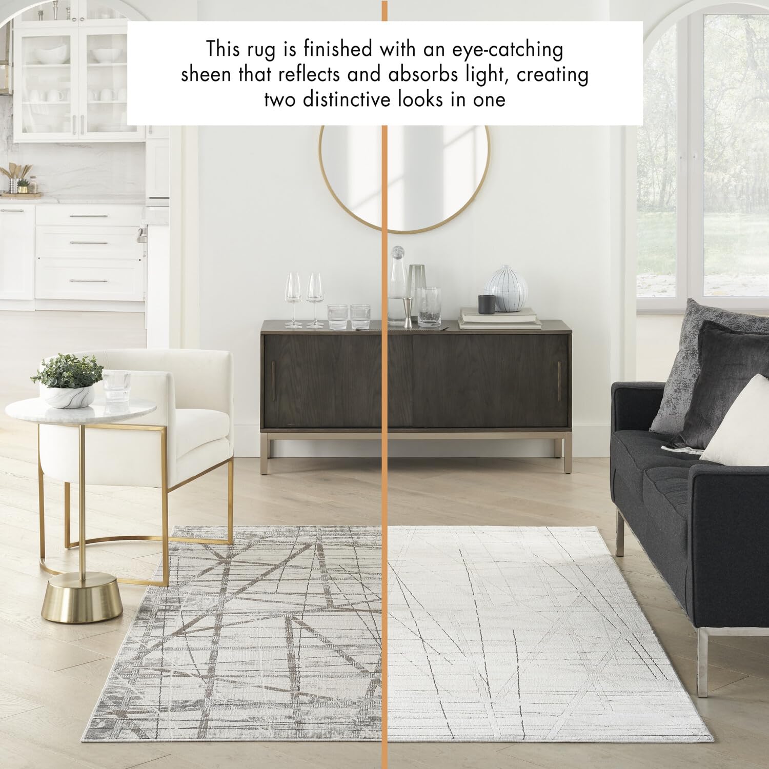 Nourison Desire Abstract Grey Silver 3'11