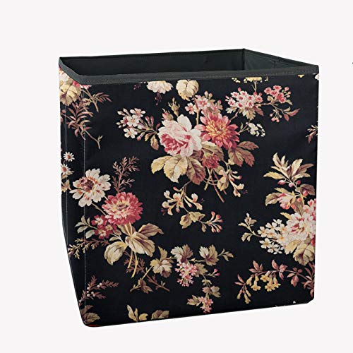 FUIBENG Collapsible Fabric Storage Bins with Floral Print - Foldable Cloth Organizer Box for Kids Toys, Bedroom & Playroom Organization - Perfect for Nursery Storage & Baby Gift Ideas