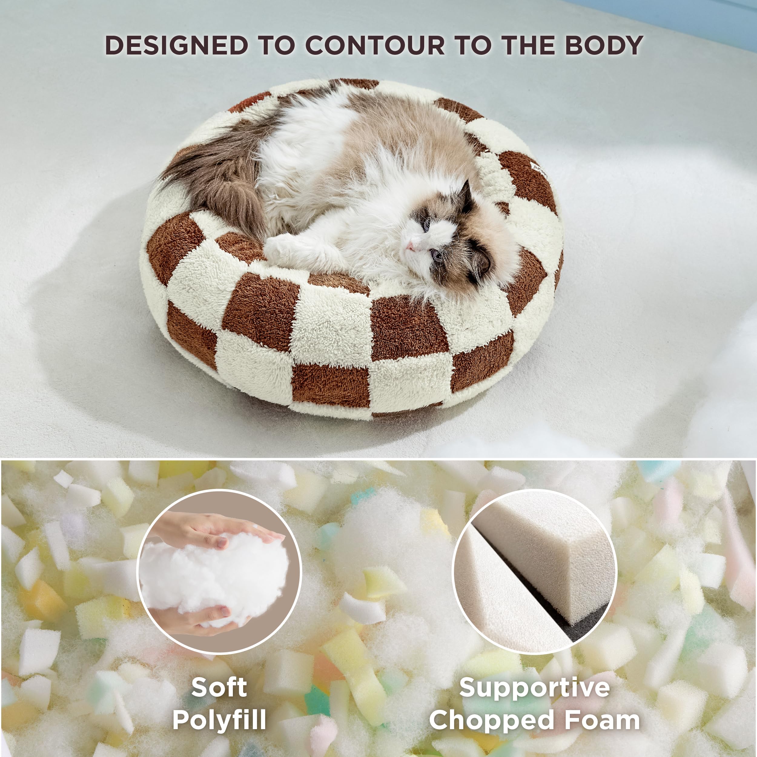 Cozy Round Donut Pet Bed for Small Dogs & Cats - Soft Teddy Sherpa Plush with Anti-Slip Bottom - Calming Anxiety Relief Bed for Indoor Pets - Perfect for Napping, Lounging & Stress Relief
