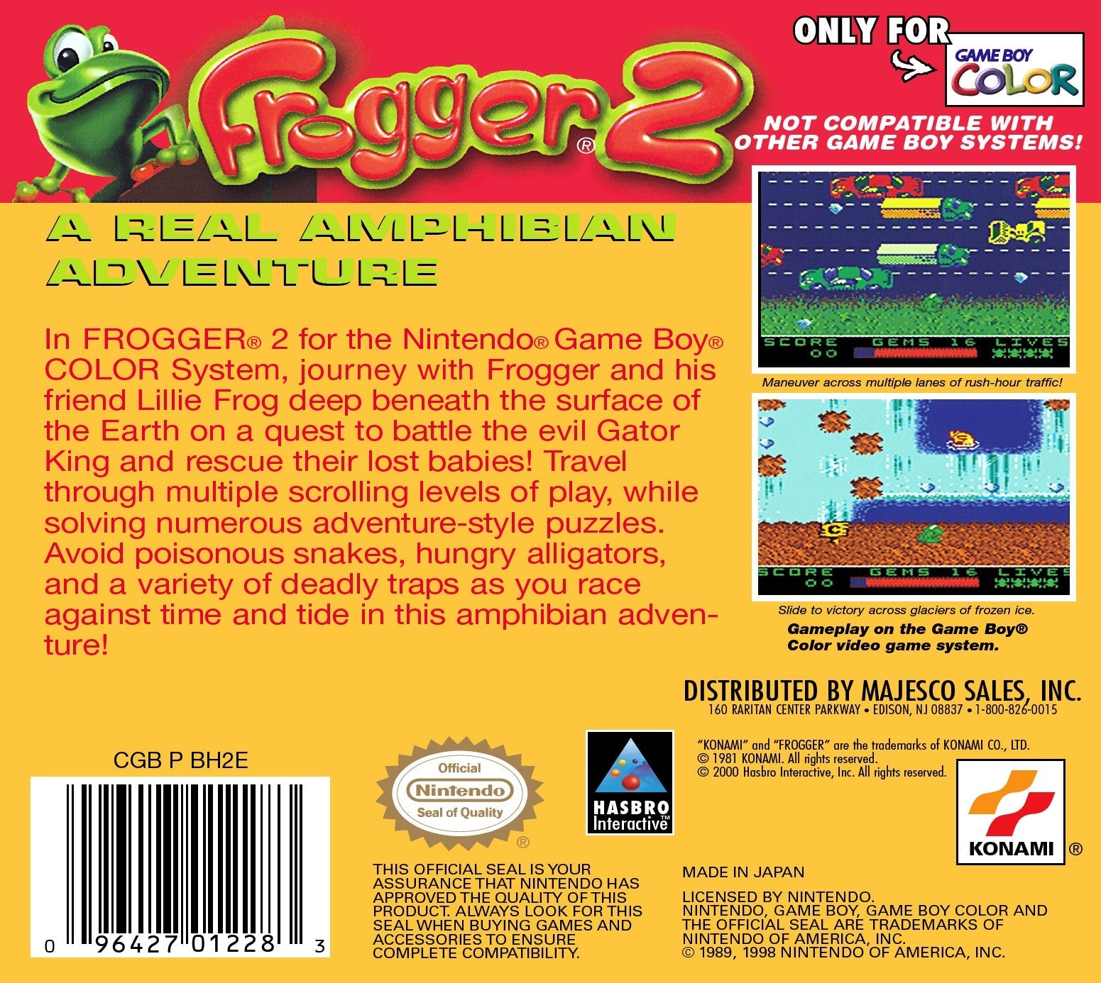 Frogger 2 Swampy's Revenge - Classic Game Boy Color Video Game Cartridge - Retro Gaming Collectible for Nintendo GBC - Perfect for Nostalgic Gamers & Collectors
