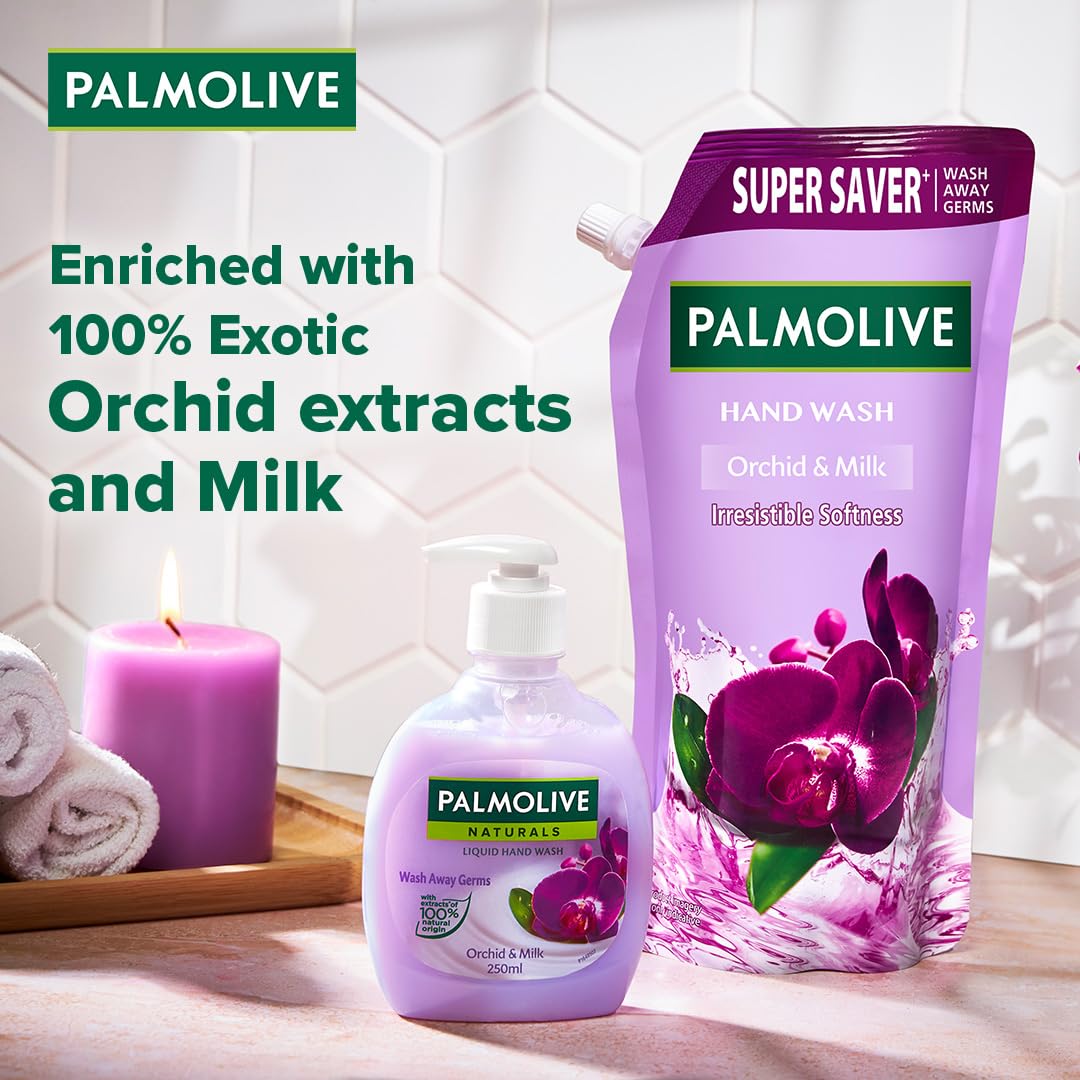 Palmolive Naturals Black Orchid & Milk Liquid Hand Wash Refill 750ml | Antibacterial Hand Soap Refill | Moisturizing & Refreshing Fragrance | For Kitchen, Bathroom & Office Use