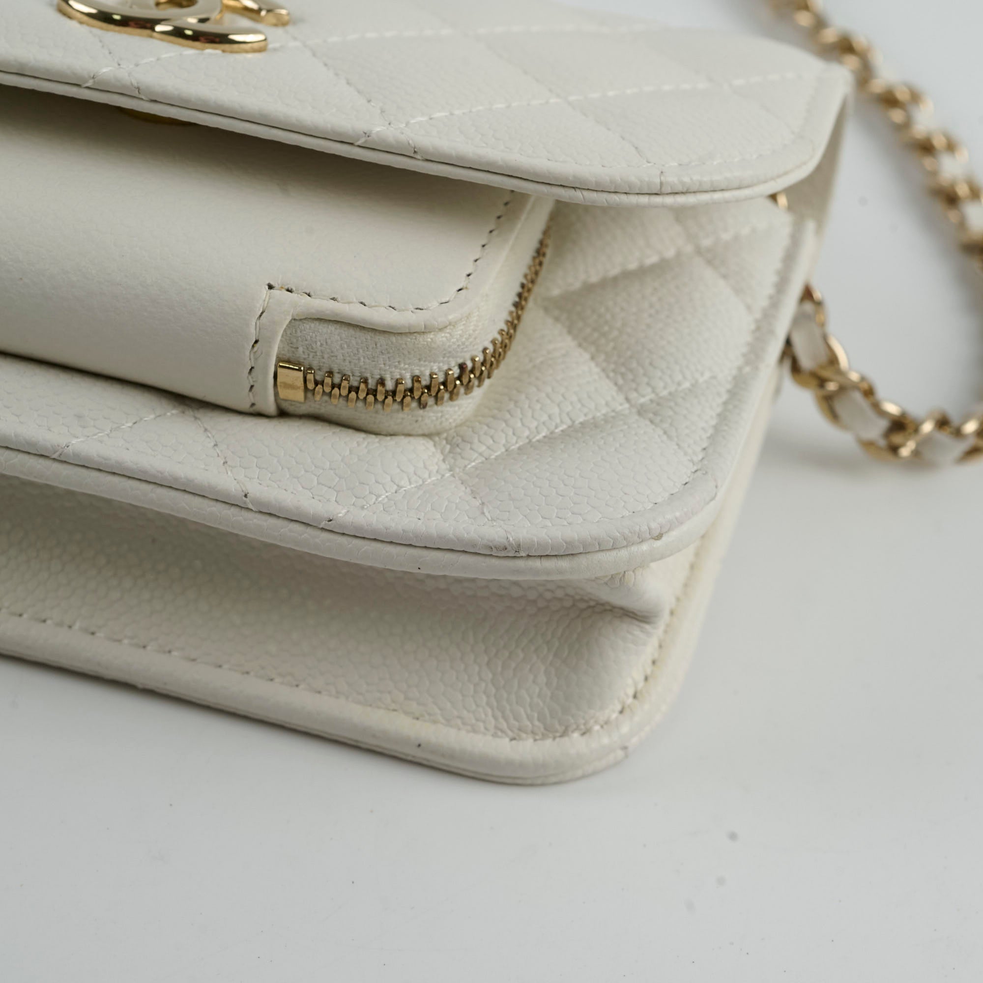 Chanel Mini Business Affinity Crossbody Bag in Caviar Leather Ivory White with Microchip - Perfect for Work, Travel & Everyday Luxury