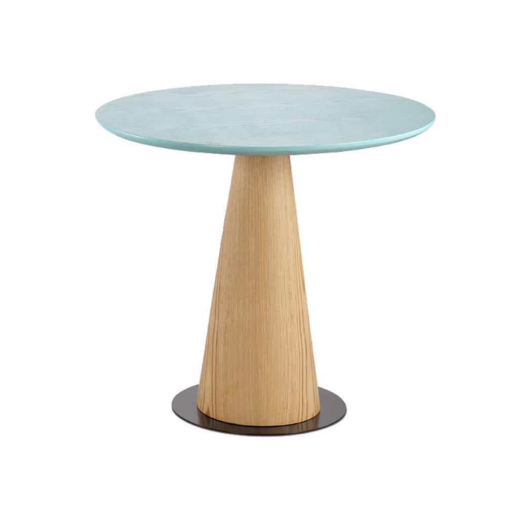 Xinmier Wooden Round Coffee Table - Light Blue 45x50cm Sofa Side Table for Small Apartment, Living Room, Balcony | Perfect for Reading Nook, Tea Time & Home Decor