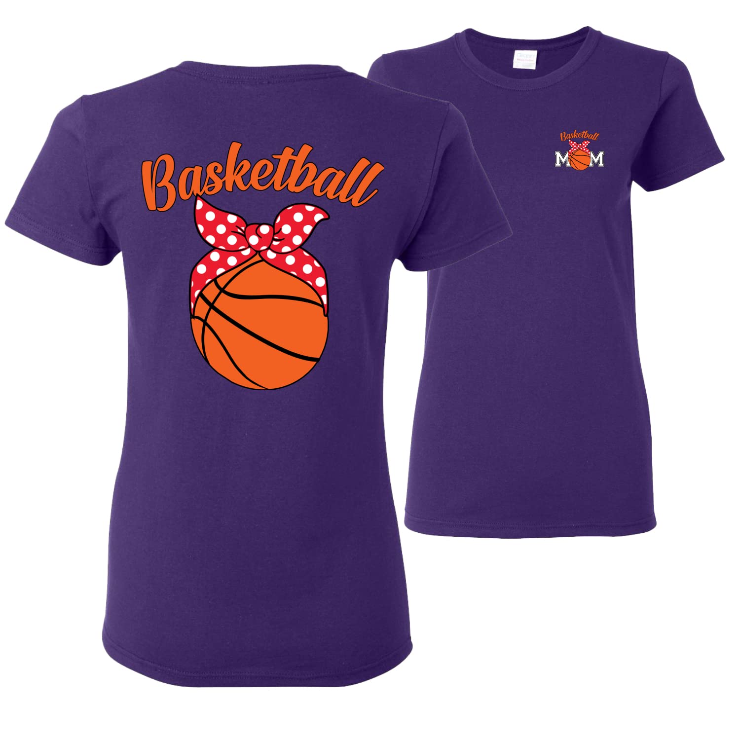 Basketball Mom Graphic T-Shirt - Cute Sports Tee for Women - Youth League Gift Idea - Front & Back Print - Perfect for Game Days & Team Support
