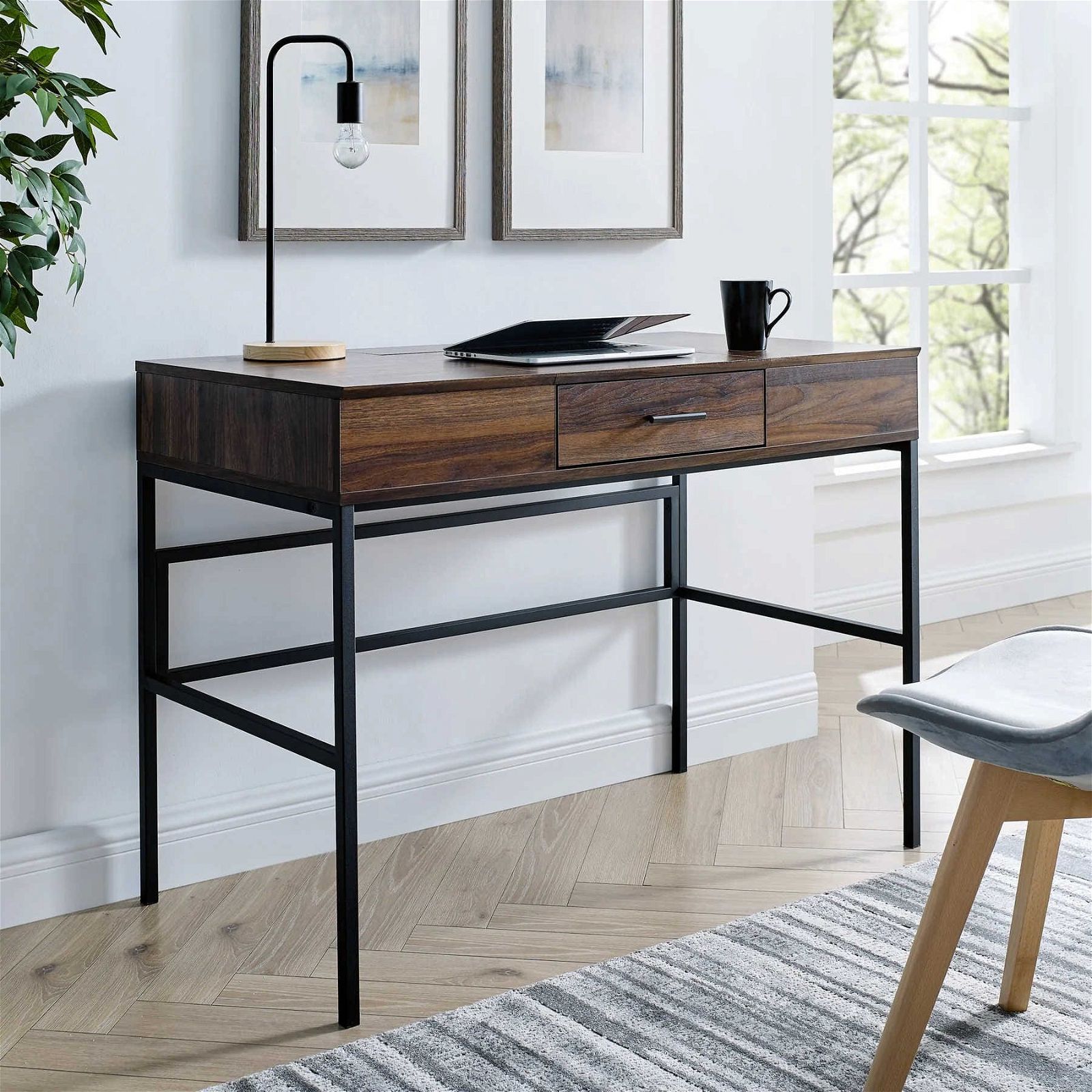 Urban Style ADEPT Modern Walnut Finish Desk - Perfect for Home Office, Study & Workspace