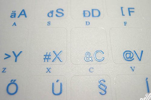 Hungarian Transparent Keyboard Stickers - Blue Letters for Computer, Laptop & Desktop - Ideal for Typing, Coding & Multilingual Use