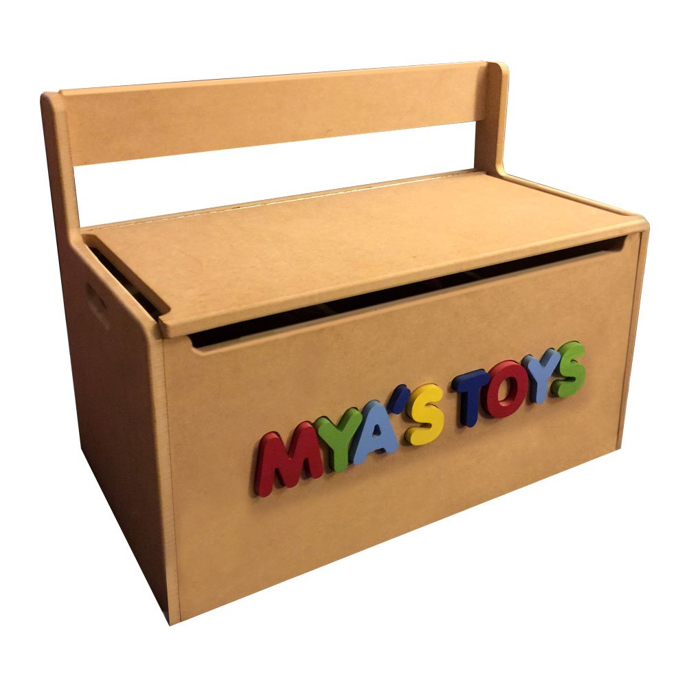 Personalized 3D Name Toy Storage Box & Bench Seat - Kids Room Organizer with Custom Name for Playroom, Nursery, or Bedroom Decor