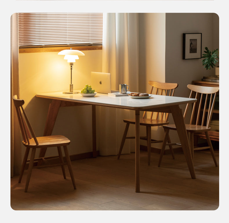 Solid Oak Wood Modern Rocking Dining Table - Perfect for Farmhouse, Rustic & Contemporary Dining Rooms