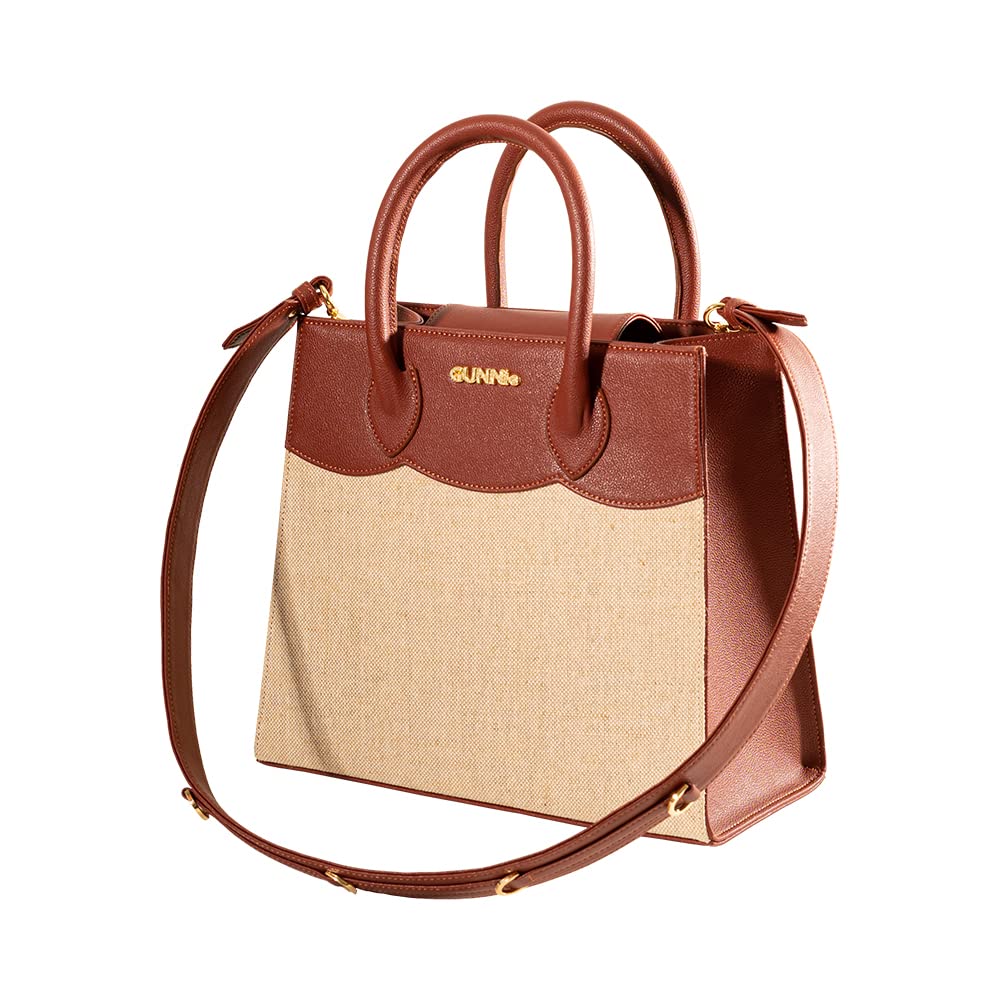 GUNNio Dearly 12-inch Women's Tote Bag - Eco-Friendly Jute Shoulder Bag with Handles for Work, Travel & Shopping