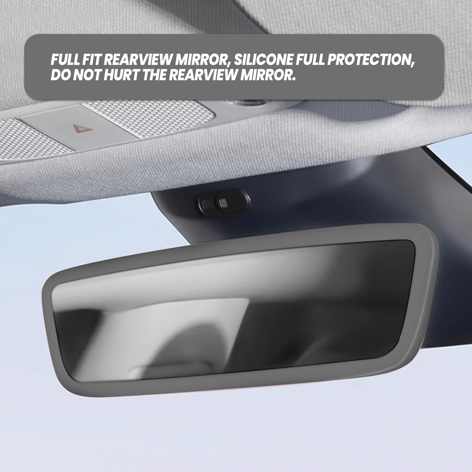Silicone Car Rear View Mirror Protector Cover for Tesla Model 3/Y - Anti-Slip Interior Mirror Frame Accessory (Gray) | Perfect for Daily Commuting & Road Trips
