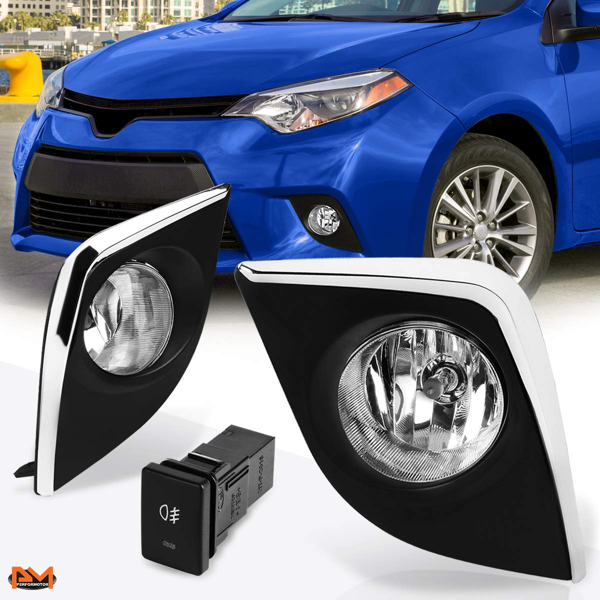 14-16 Toyota Corolla LE Front Bumper Fog Lights with Switch - Clear Lens for Enhanced Night Visibility & Style Upgrade