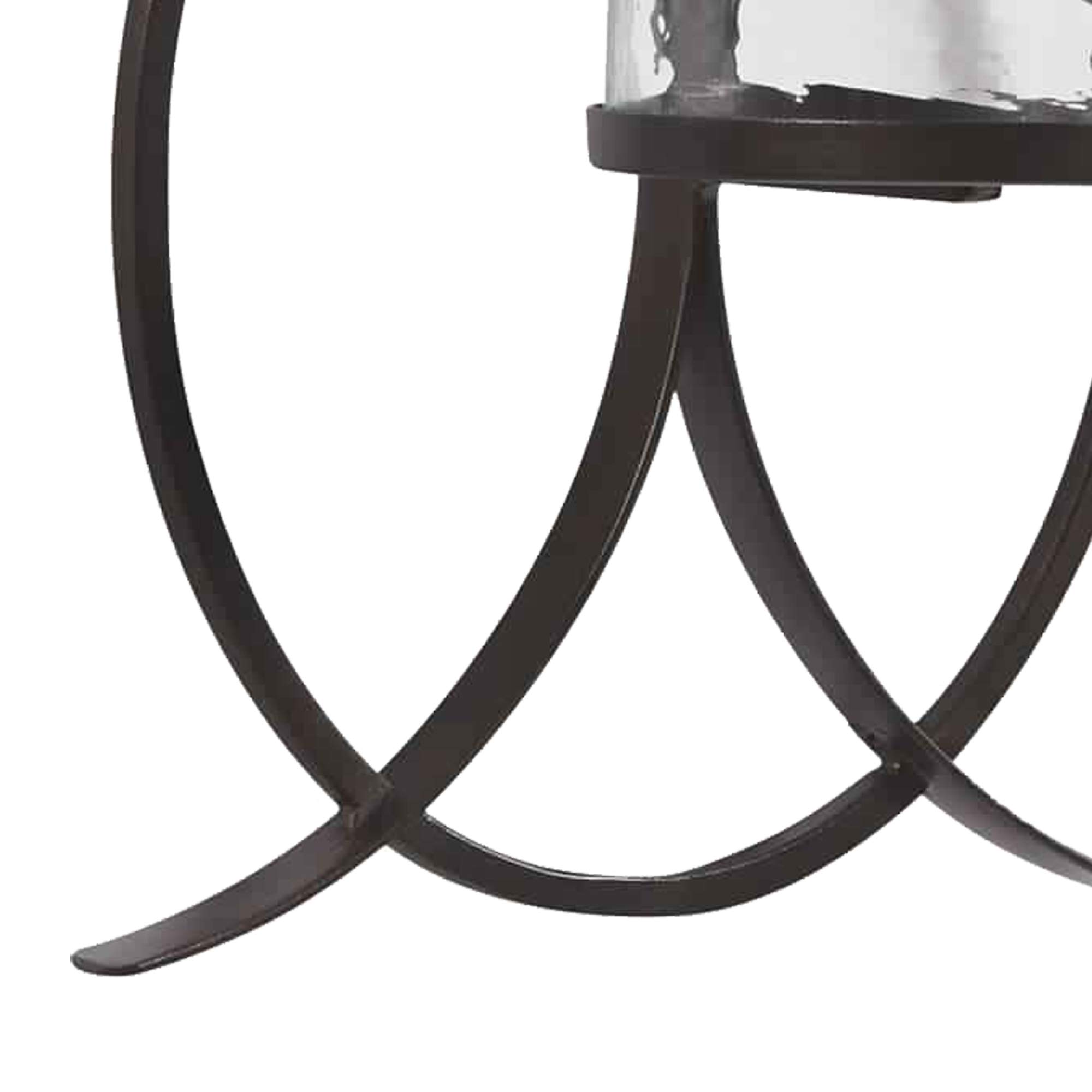 Benjara Scroll Design Metal Wall Sconce with Candle Holder - Bronze and Clear Glass - Elegant Home Decor for Living Room, Bedroom, or Dining Room Lighting