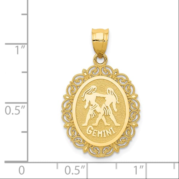 14K Solid Yellow Gold Gemini Zodiac Necklace - May June Birthday Gift for Twins, Horoscope Pendant Charm, Astrology Jewelry for Women | Perfect for Birthdays, Anniversaries & Special Occasions