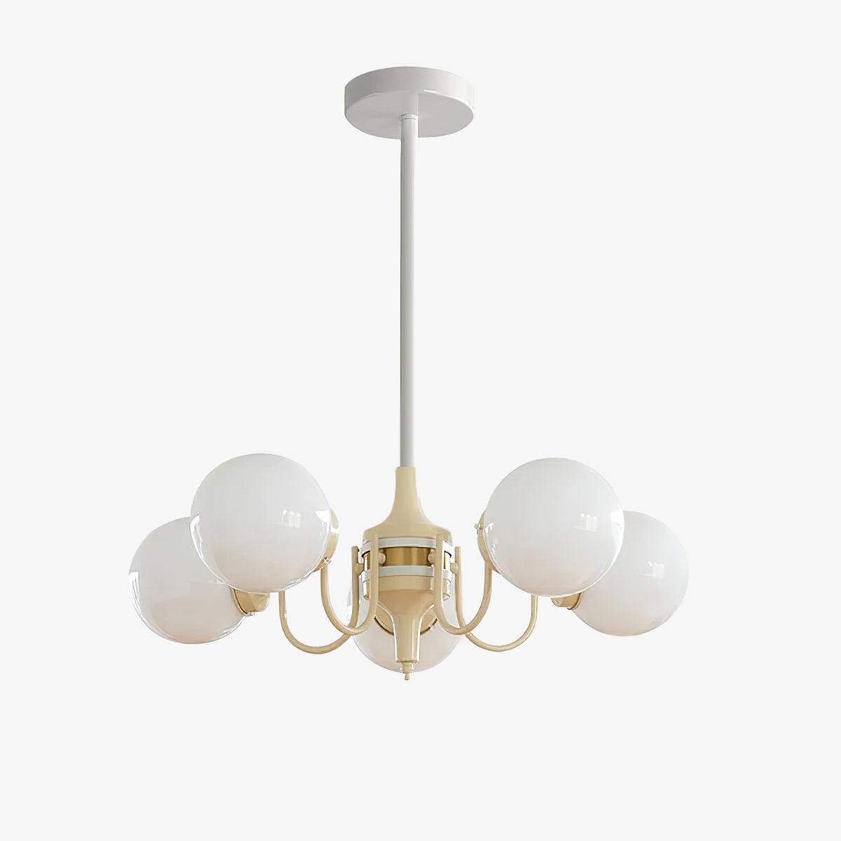 Elegant Cream Ball Chandelier - Modern Ceiling Light Fixture for Dining Room, Bedroom, and Living Room Decor | Perfect for Home, Office, and Wedding Venue Lighting