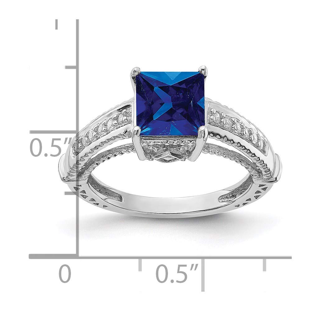 925 Sterling Silver Synthetic Blue Sapphire & Cubic Zirconia Ring - Elegant Women's Fine Jewelry Gift for Anniversary, Engagement & Special Occasions