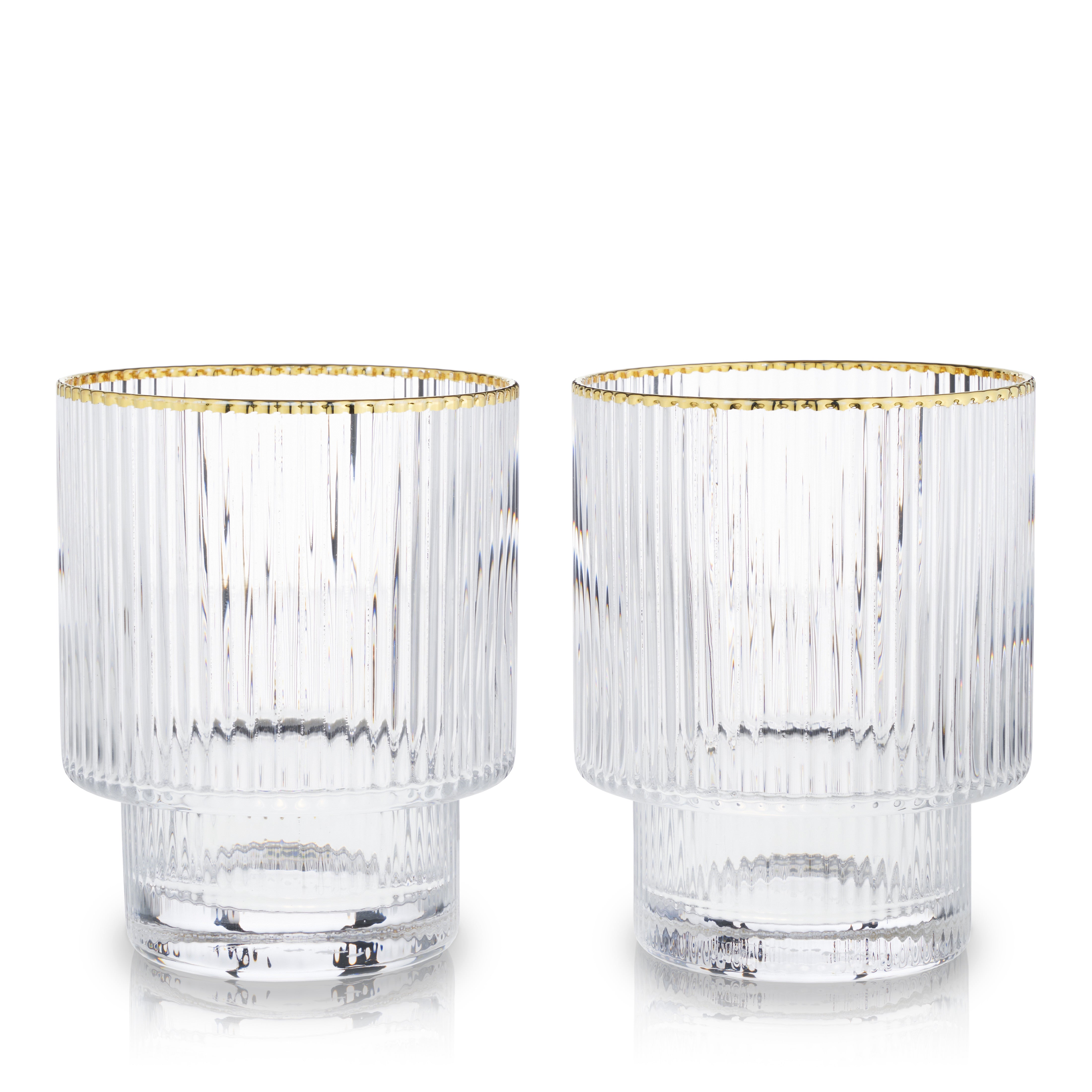 Premium Meridian Crystal Glass Tumblers Set of 2 - Elegant Drinking Glasses for Whiskey, Cocktails & Iced Beverages - Perfect for Home Bar, Dinner Parties & Gifts