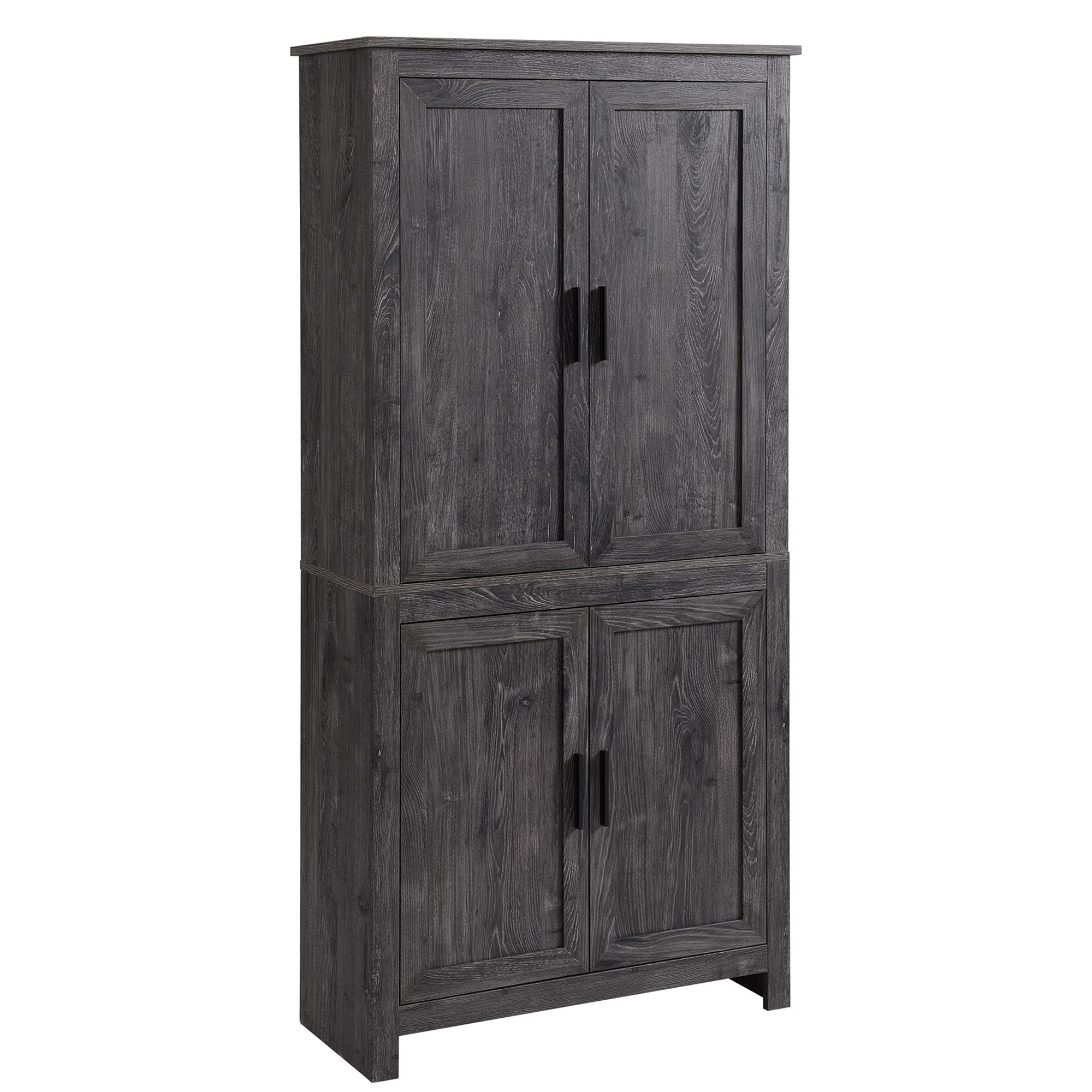 HOMCOM 64 Inch Kitchen Pantry Cabinet with 4 Doors & 3 Adjustable Shelves - Freestanding Storage Organizer for Dining Room, Kitchen, Pantry - Modern Gray Cabinet for Home Organization & Space Saving