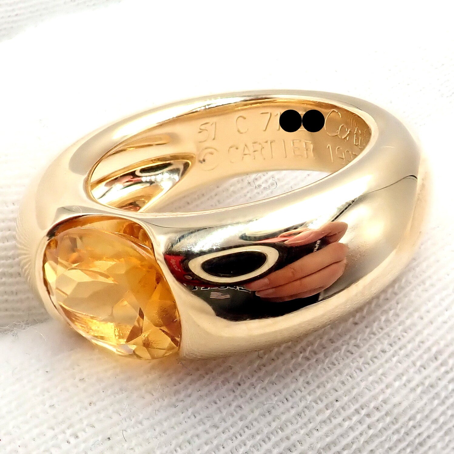 Authentic Cartier 18K Yellow Gold Citrine Wide Large Ellipse Band Ring Size 5.5 - Luxury Jewelry for Women, Perfect for Weddings, Anniversaries & Special Occasions