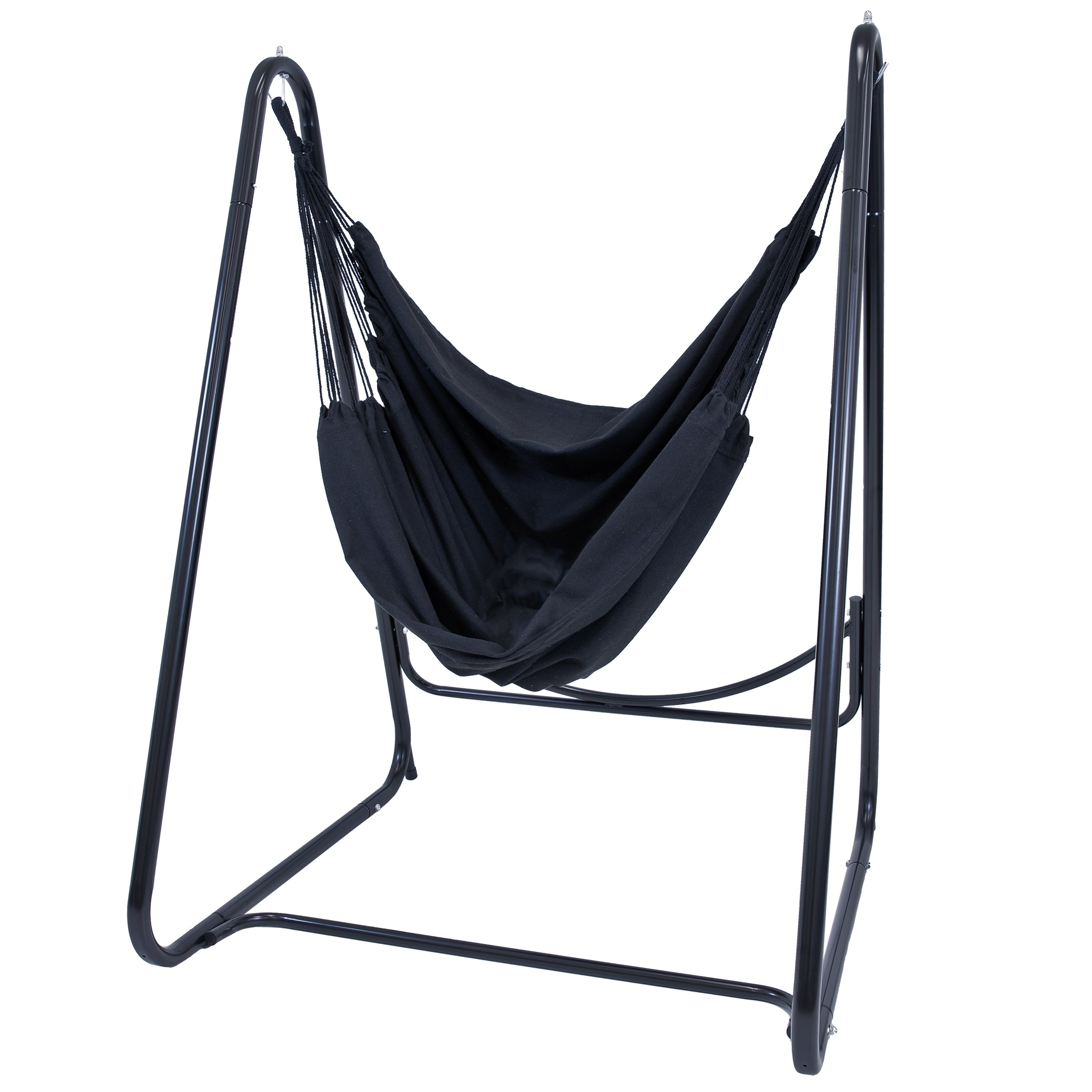 Sunnydaze Outdoor Hammock Chair with Steel A-Frame Stand - Black - Perfect for Backyard, Patio, Garden & Poolside Relaxation