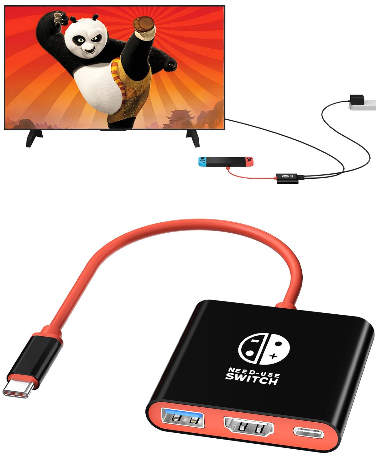 Nintendo Switch Dock - Portable TV Docking Station for Nintendo Switch/OLED | USB-C to HDMI Adapter for Steam Deck & MacBook Pro | Perfect for Gaming on Big Screen at Home or Travel