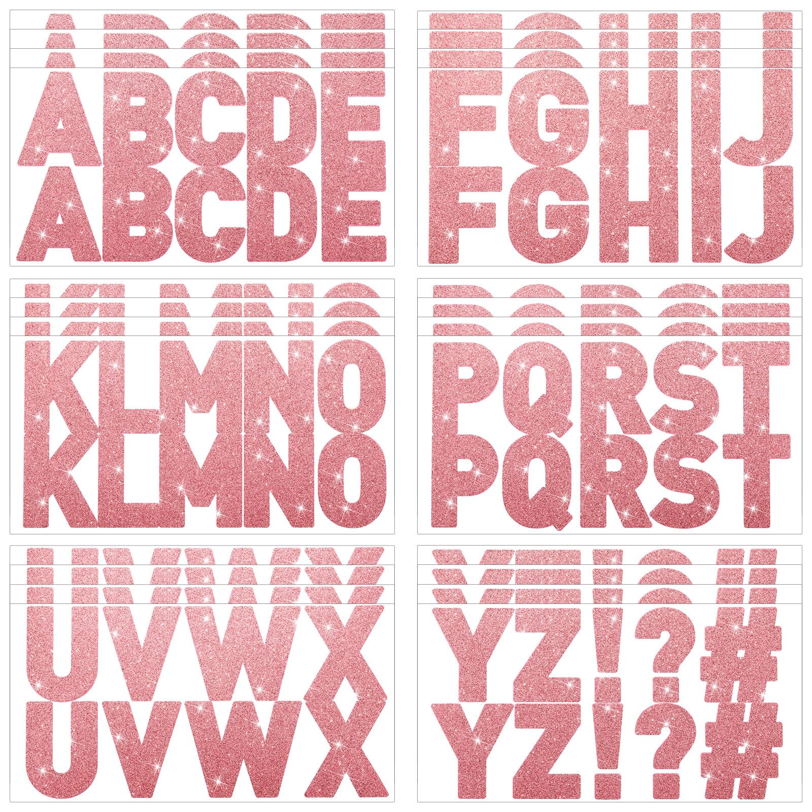 Harloon 232 Pcs Large Glitter Alphabet Letter Stickers - 24 Sheets Self-Adhesive Big Font Letters Kit for Mailbox, Bulletin Boards, Classroom & Home Decor (Pink, 2.5 Inch) - Perfect for DIY Crafts, Scrapbooking, Party Decorations and Personalized Gifts