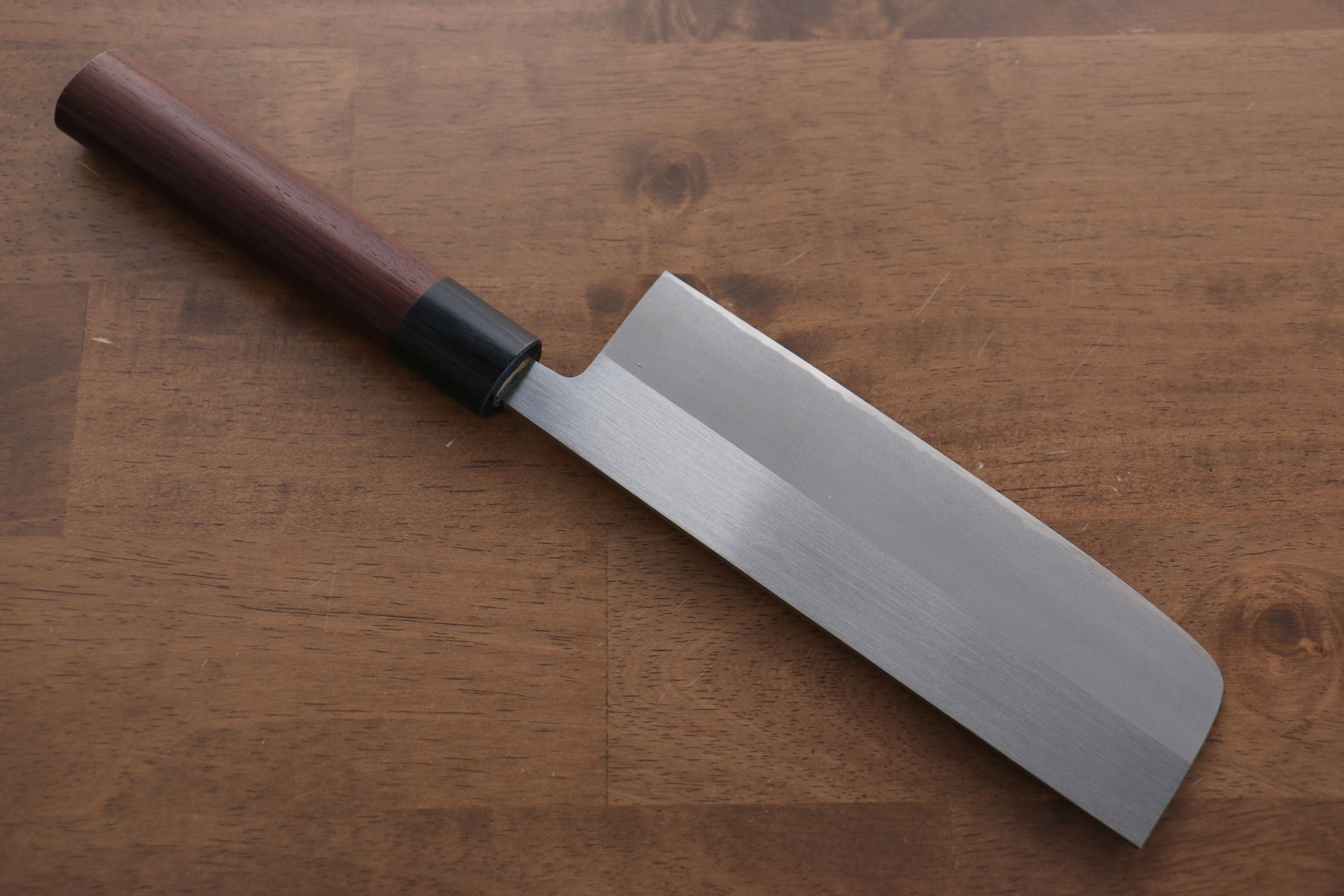 Premium Jikko White Steel No.2 Japanese Nakiri Knife 165mm - Migaki Polished Finish with Shitan Handle - Perfect for Vegetable Chopping, Slicing & Asian Cuisine Preparation