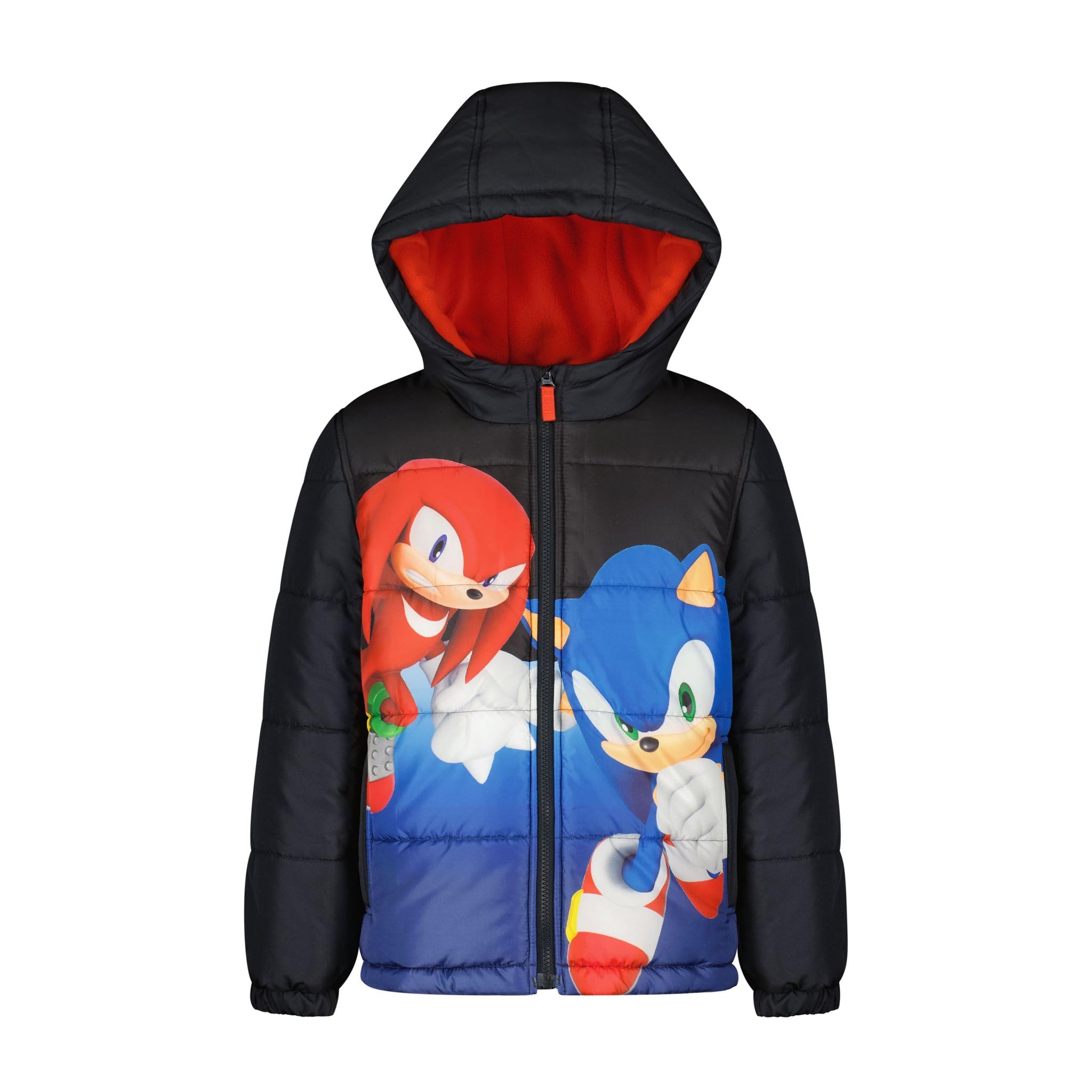 Sonic the Hedgehog Boys' Heavyweight Puffer Hooded Bubble Jacket - Warm Winter Coat for Kids - Perfect for Snow Play, Outdoor Activities & Cold Weather Protection