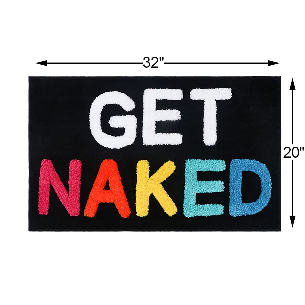 Non-Slip Absorbent Bath Mat - Funny Get Naked Bathroom Rug for Tub & Shower, Machine Washable, 32