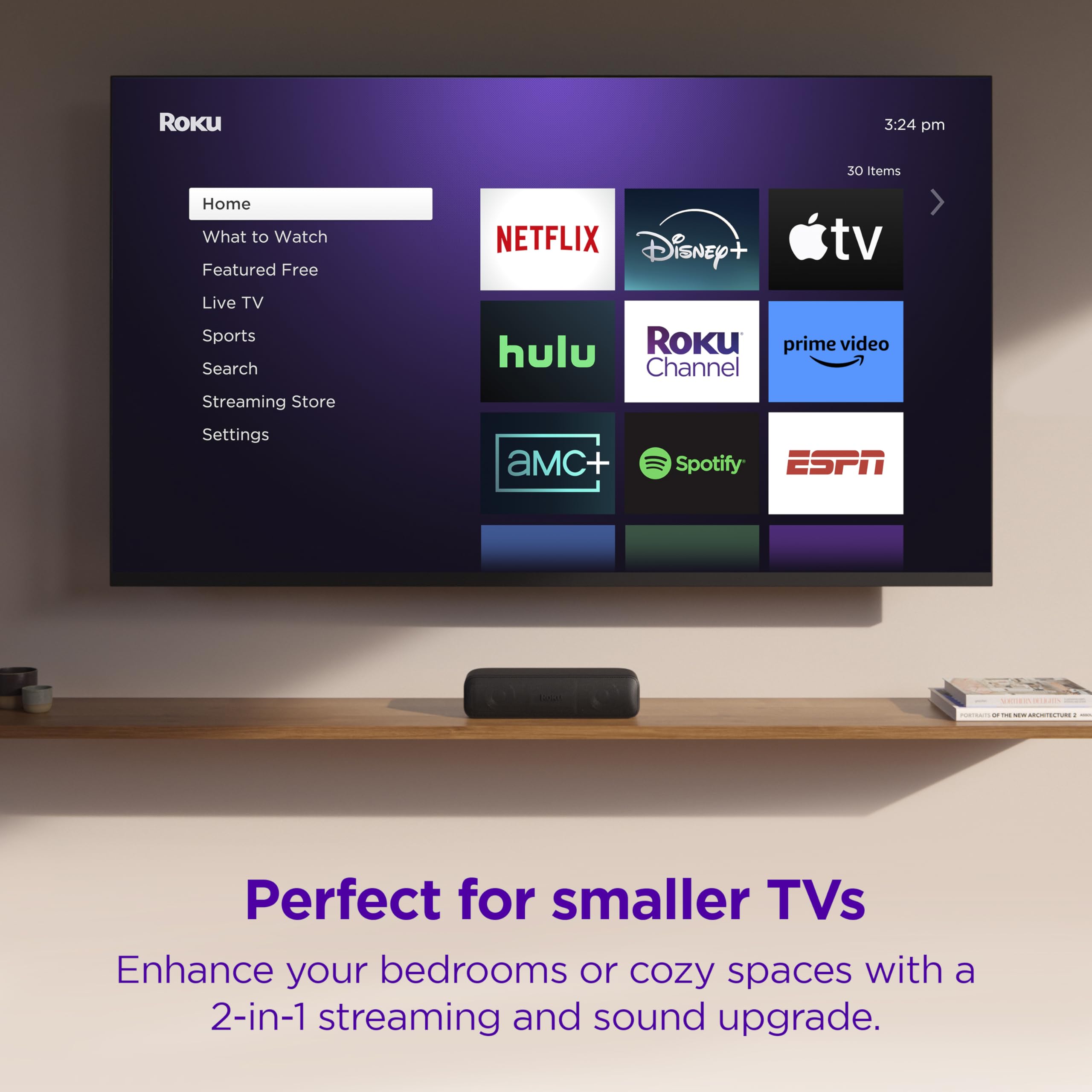 Roku Streambar SE - 2-in-1 TV Soundbar with Built-in 4K/HD/HDR Streaming | Premium Audio & Enhanced Speech Clarity for Clear Dialogue | Easy Setup | Perfect for Home Theater & Movie Nights