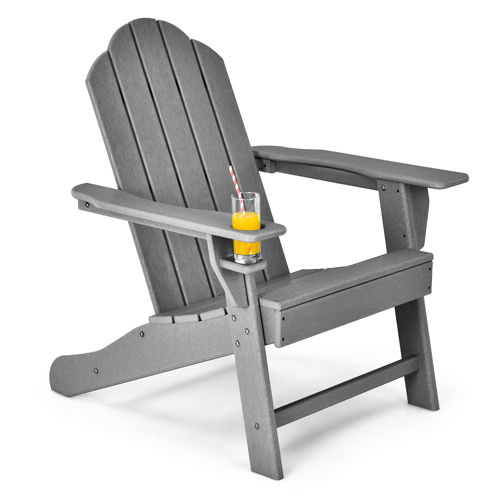 **Giantex Adirondack Chair - Weather-Resistant HDPE Outdoor Patio Chair for Campfire, Deck, Garden, Yard, Porch & Lawn Seating - Durable Composite Furniture (Grey) - Perfect for Relaxing by the Fire or Enjoying Your Backyard**
