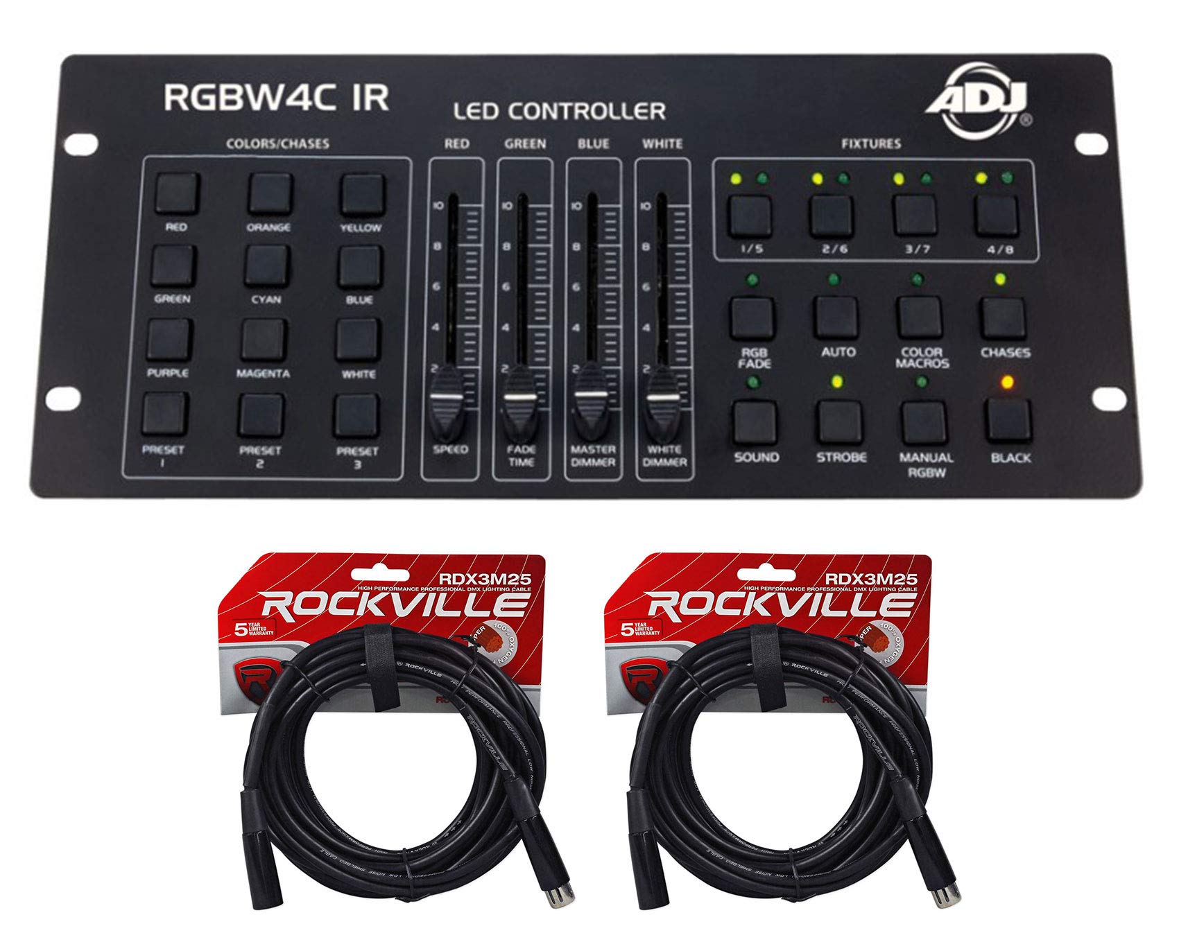 American DJ ADJ RGBW4C IR 32-Channel DMX Lighting Controller with DMX Cables - Professional Stage Light Control for Concerts, DJ Shows & Theater Productions